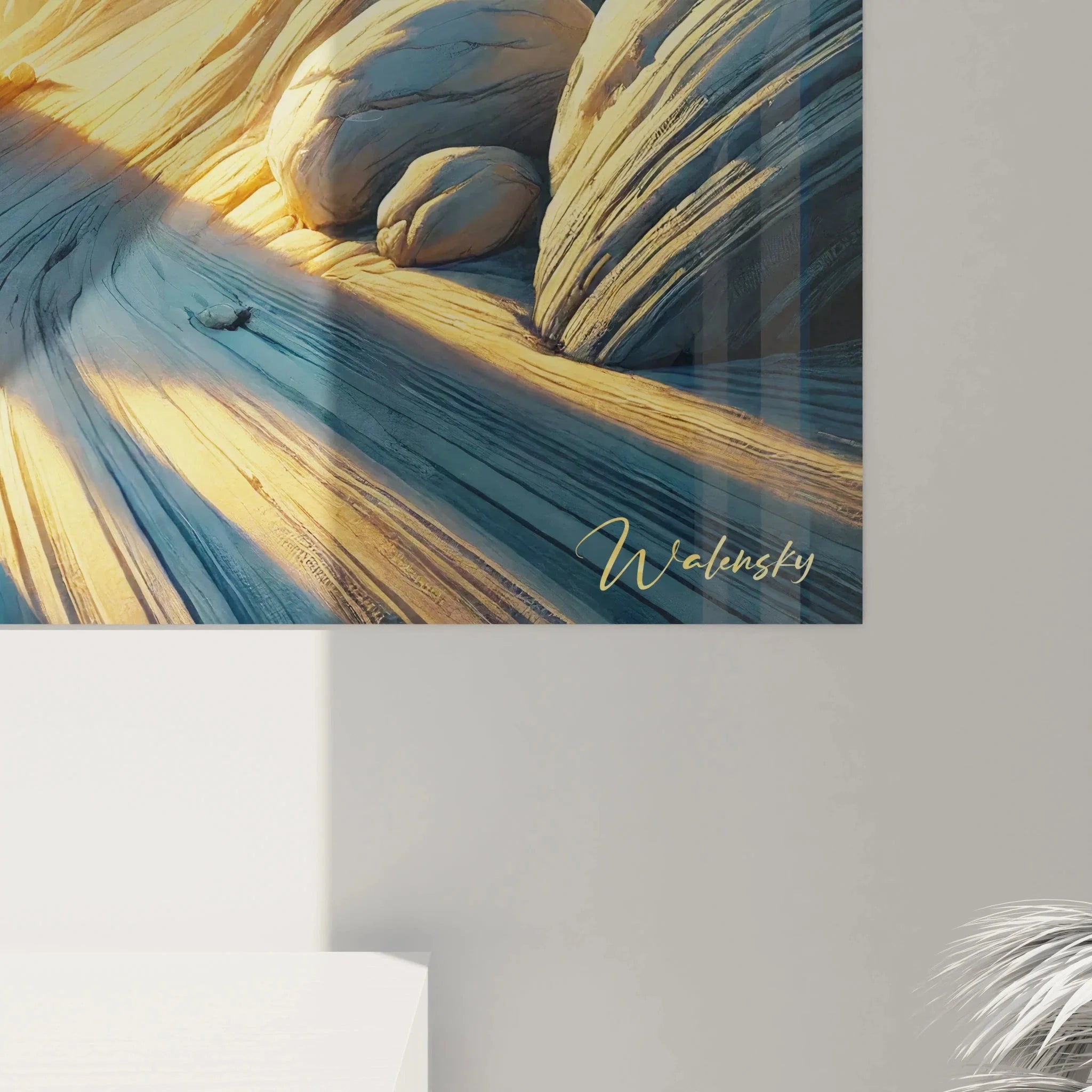 Gesamtansicht Wandbild XXL Wüstenlandschaft, majestätische Felsen im Sonnenuntergangslicht