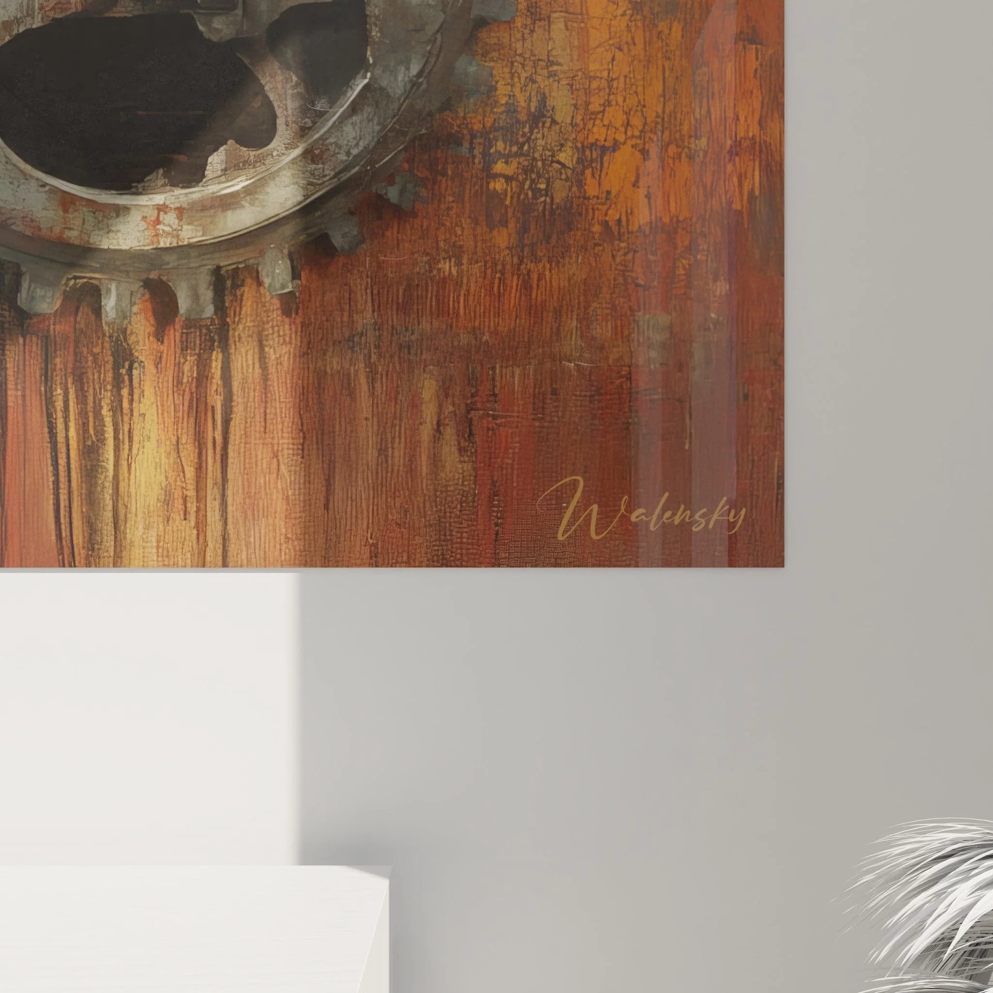 Komplette Ansicht Wandbild Zahnräder Vintage - Mechanische Kunstwerk für Wohnzimmer Dekoration