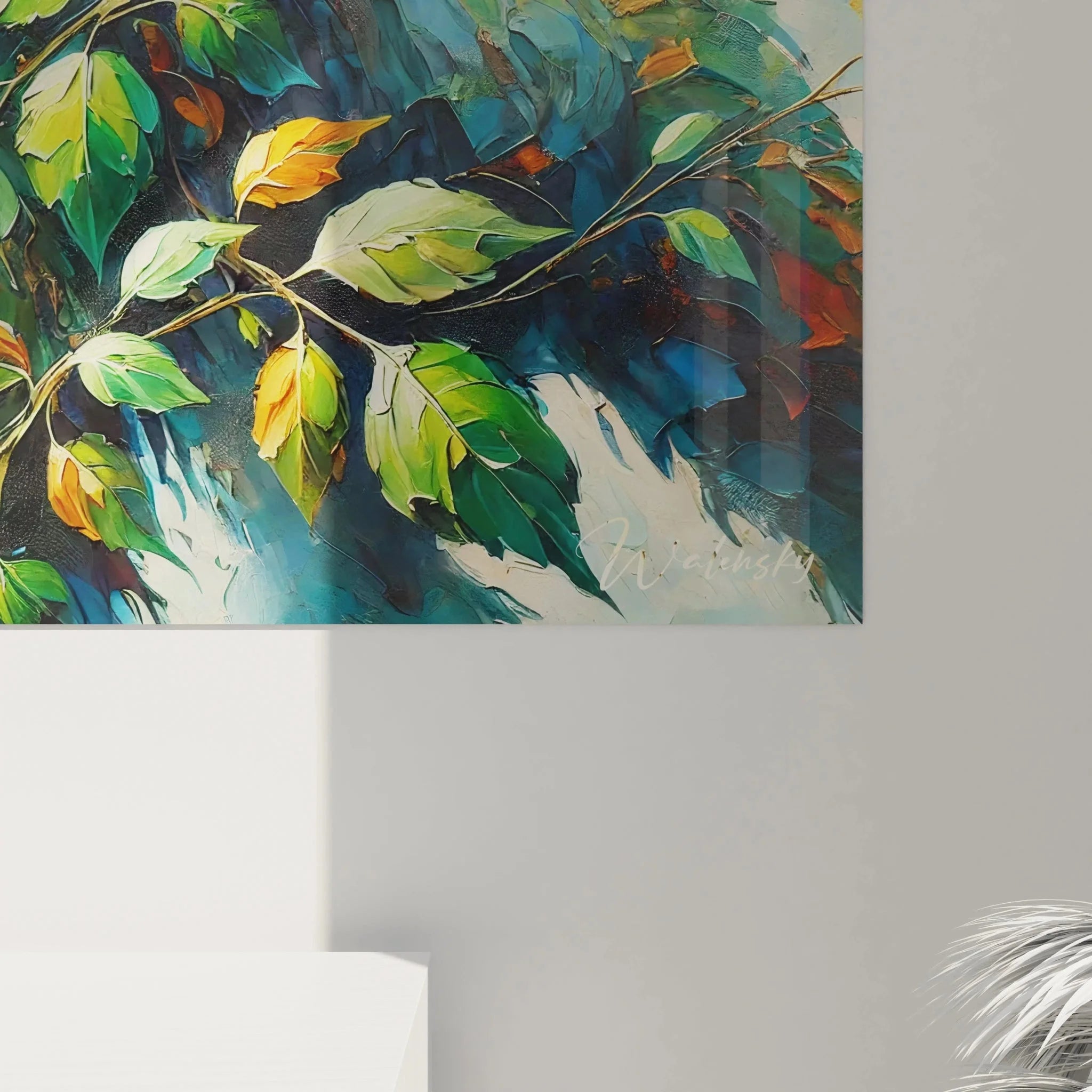 Wanddeko Gorilla Gesamtansicht - impressionistisches Tiermotiv im Blätterwald