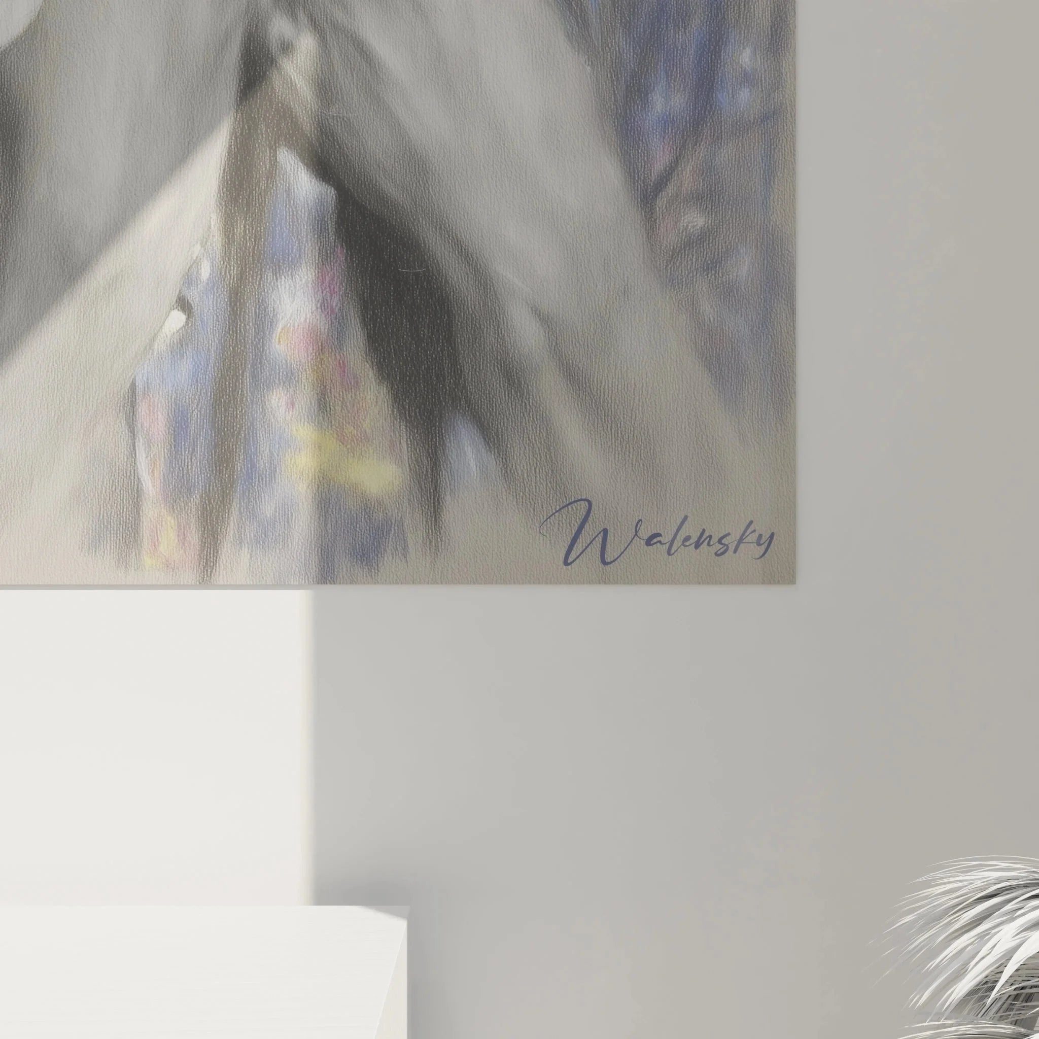 Gesamtansicht Wandbild Mann mit Tauben Edition Hyperrealismus in verschiedenen Raumambientes