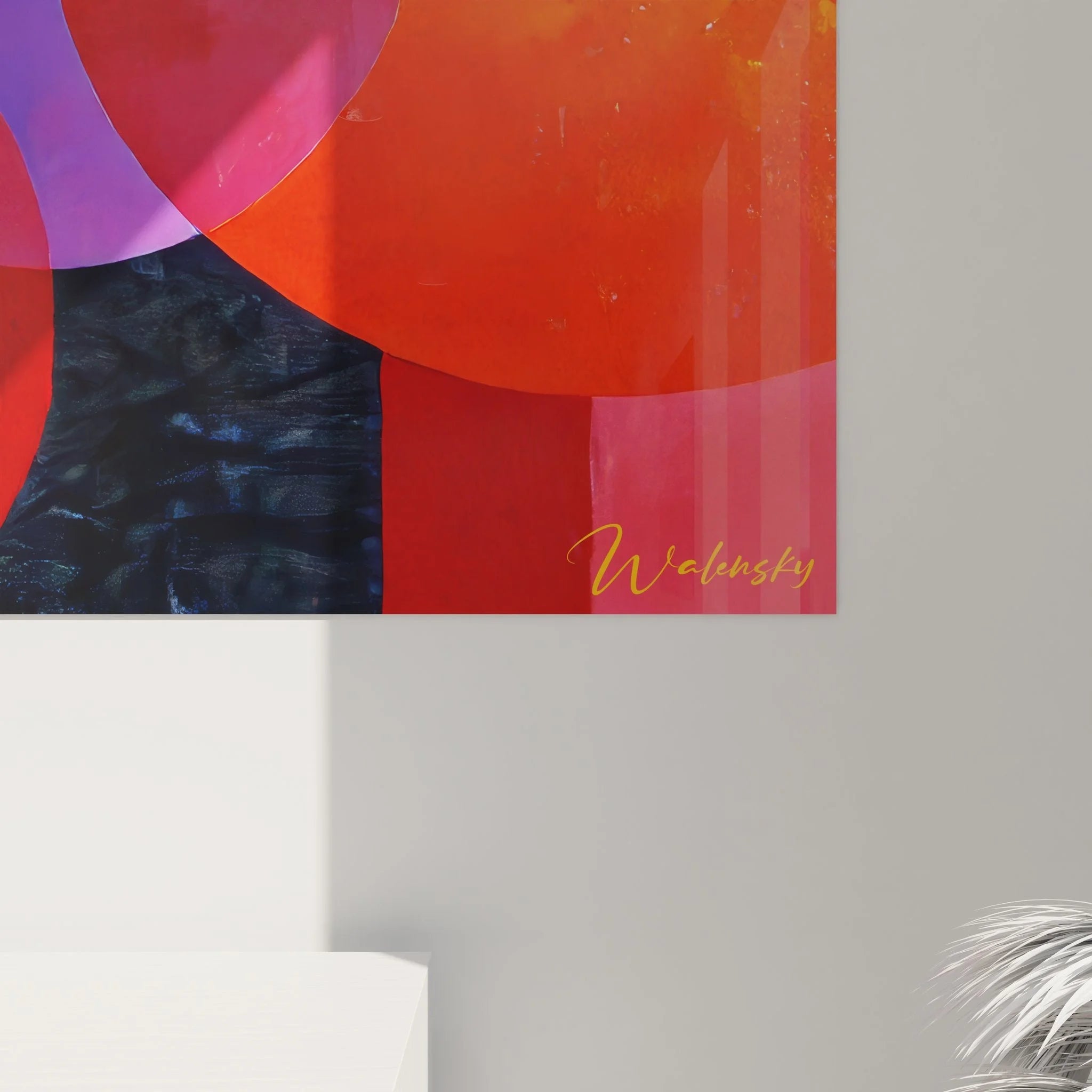 Gesamtansicht Wandbild abstrakte Geometrie - XXL Format mit bunten Kreisen für Wohnraumgestaltung