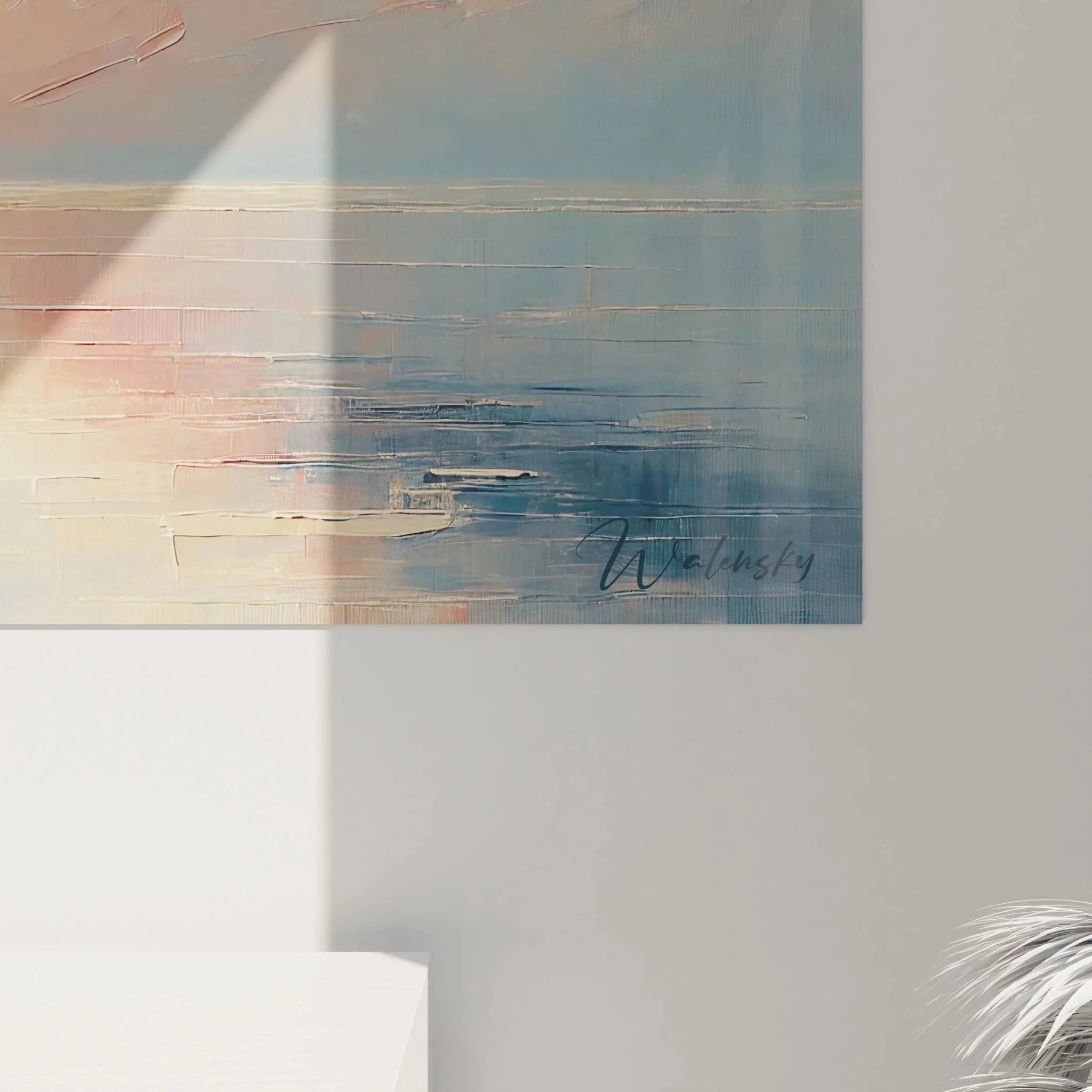 Gesamtansicht XXL Wandbild maritime Meereslandschaft mit Segelboot bei Sonnenuntergang Malerei-Optik