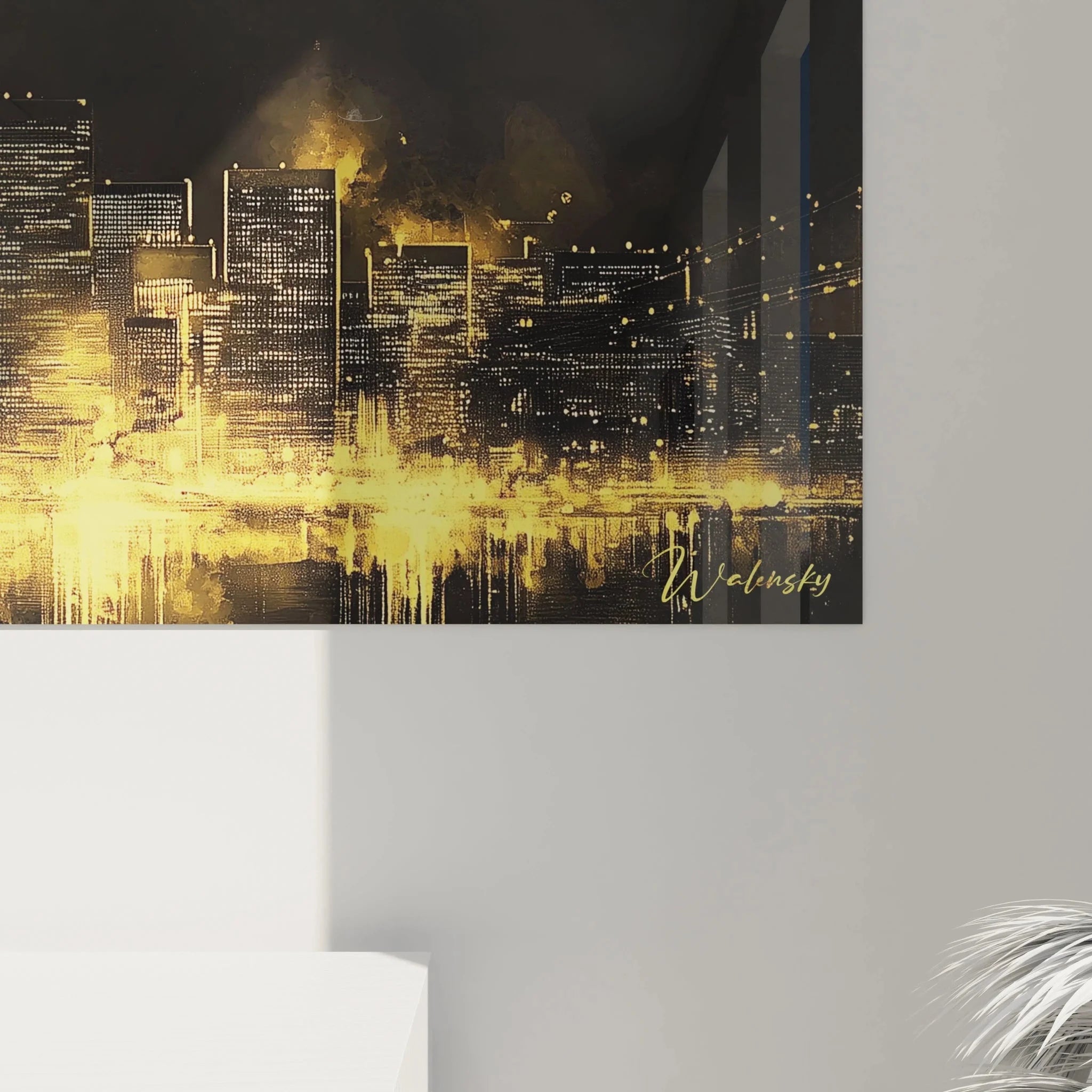 Gesamtansicht XXL Wandbild San Francisco Skyline Panorama goldenes Licht Leinwanddruck