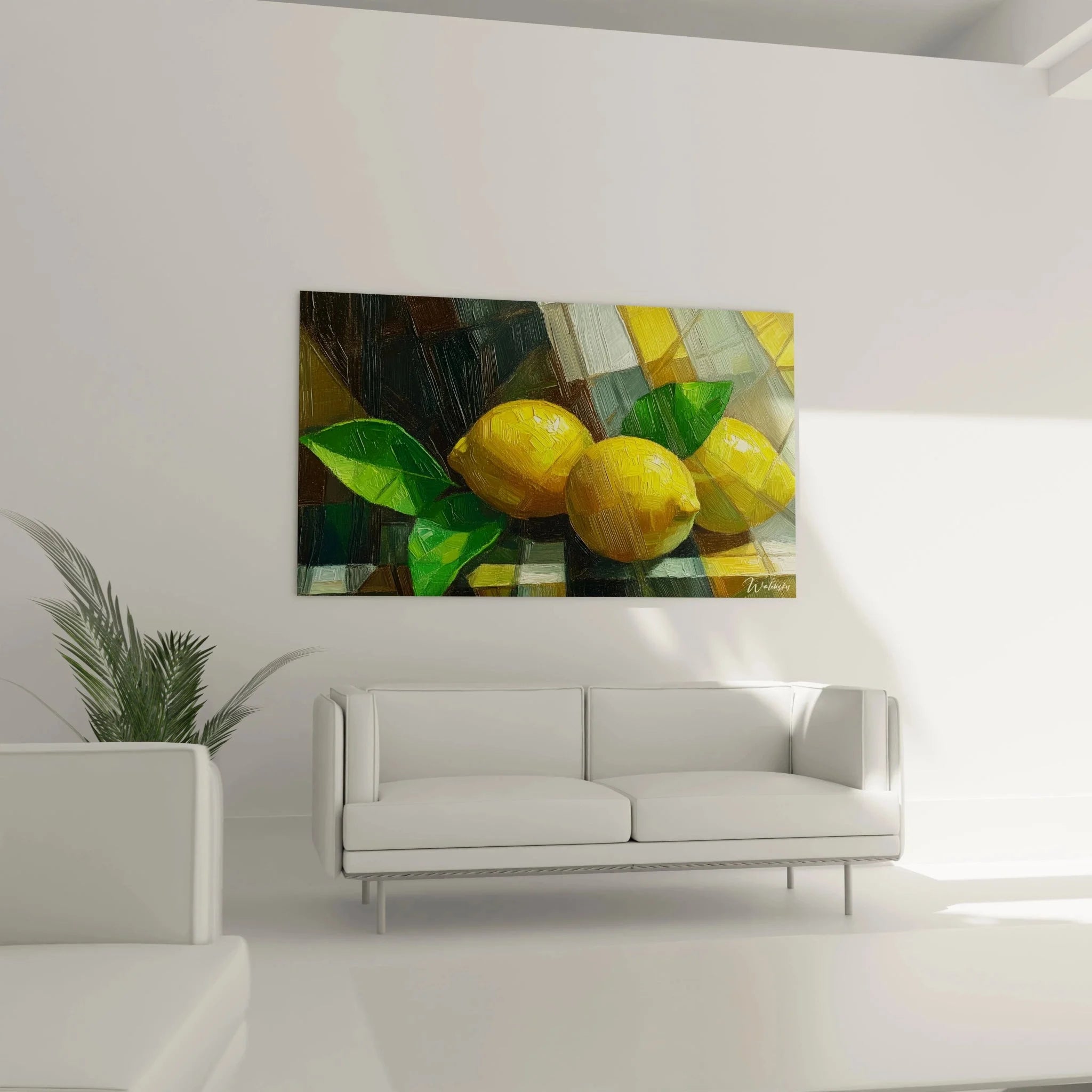 Detailansicht Wandbild Zitronen - Impressionistische Maltechnik gelbe Zitrusfrüchte Nahaufnahme