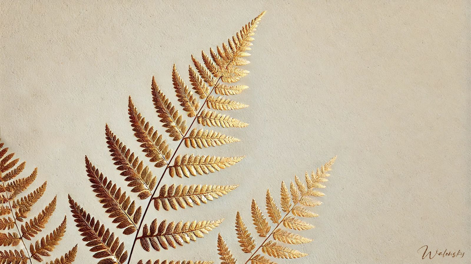 Wandbild Goldenes Blatt