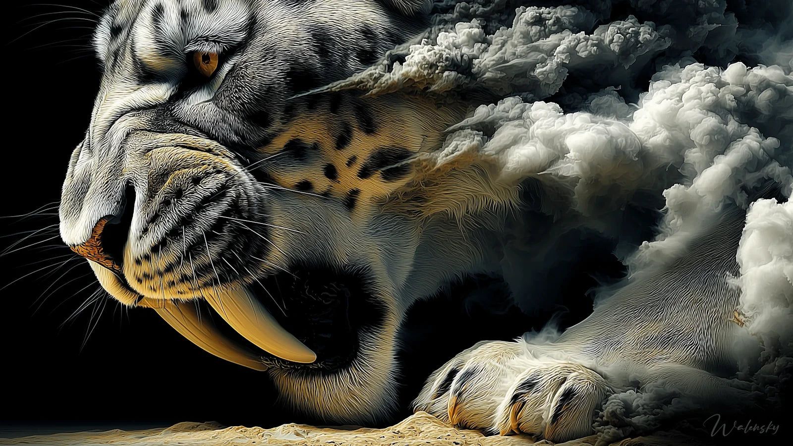 Wandbild Säbelzahntiger 