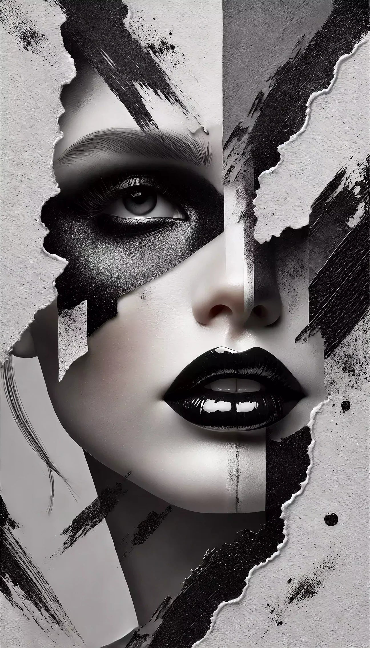 Wandbild Gesicht schwarz-weiß 