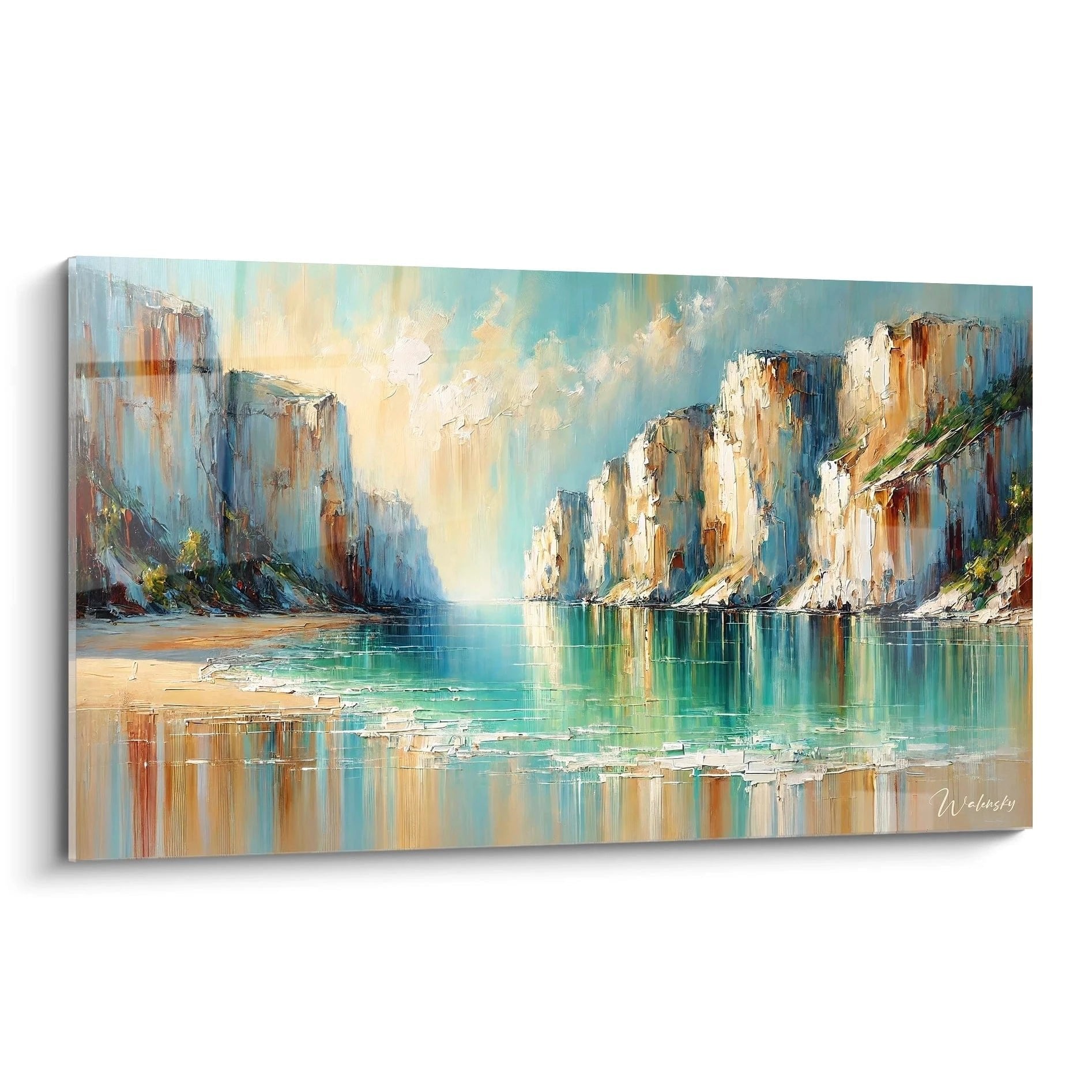 Wandbild majestätischer Fjord mit türkisem Wasser und dramatischen Klippen in nordischer Landschaft