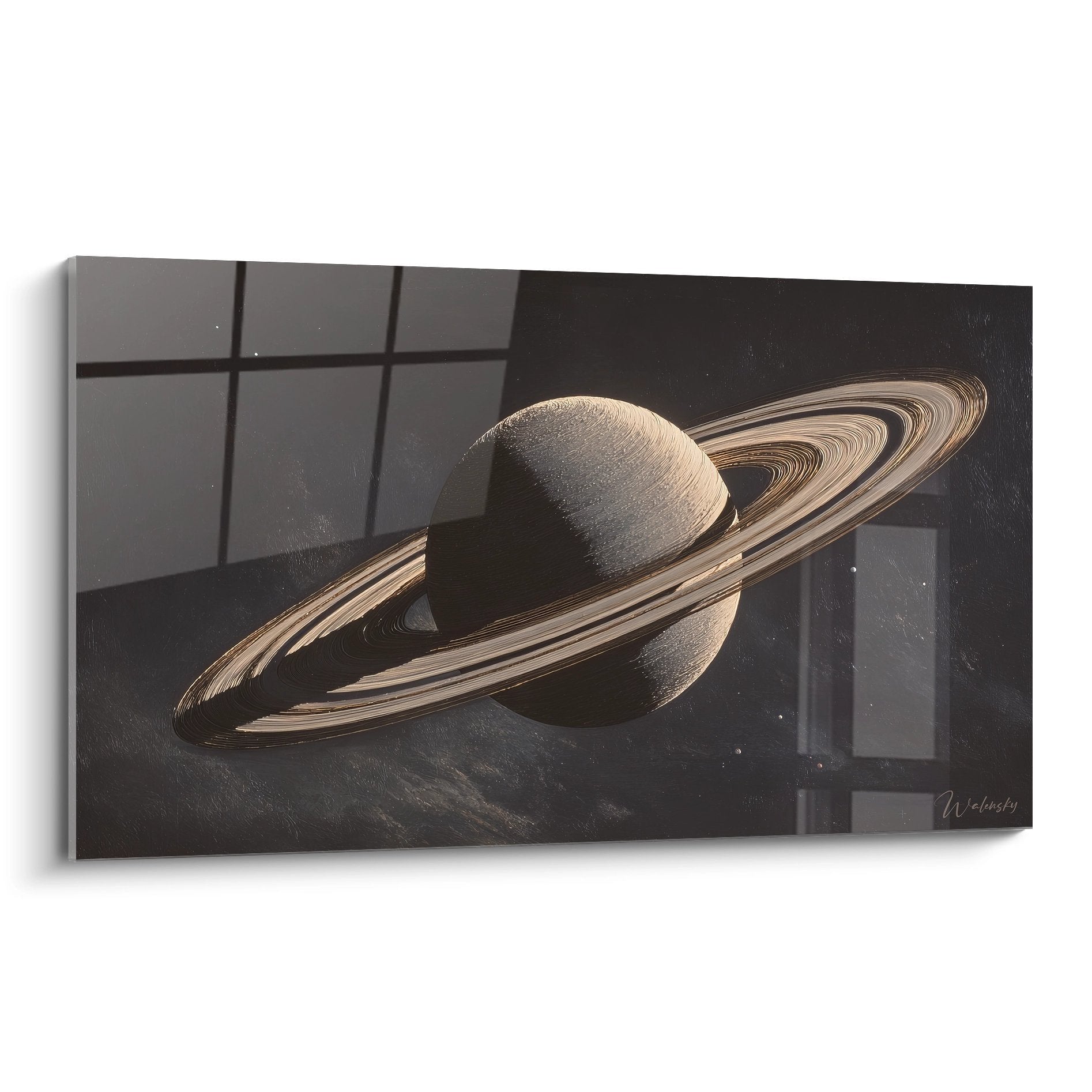 Wandbild Saturn Planet mit goldenen Ringen vor sternenreichen Weltraum Hintergrund - Edition Weltraum Verschiedenes