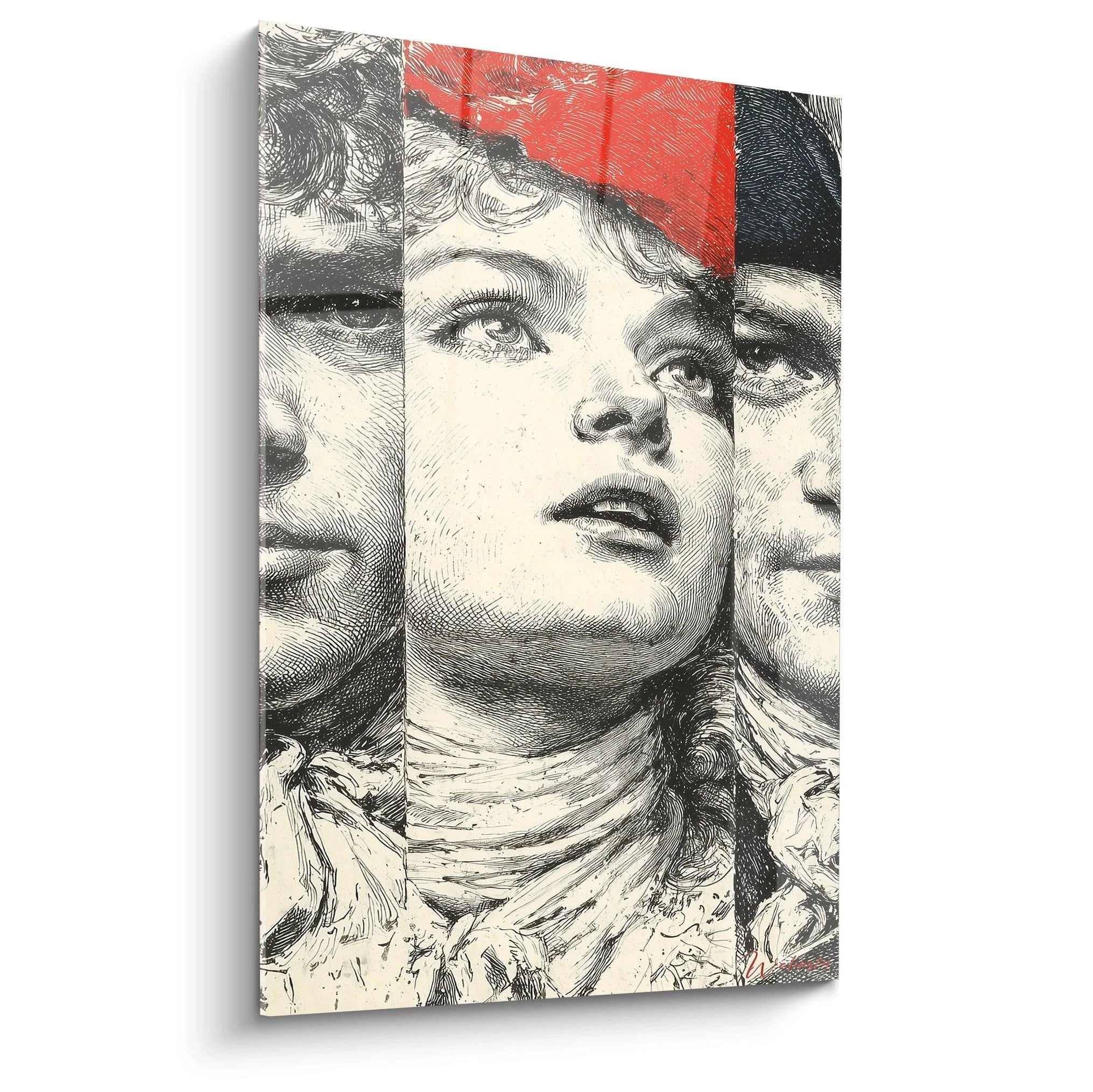 Wandbild Marianne mit roter phrygische Mütze, Symbol der Französischen Republik, Kupferstich-Stil