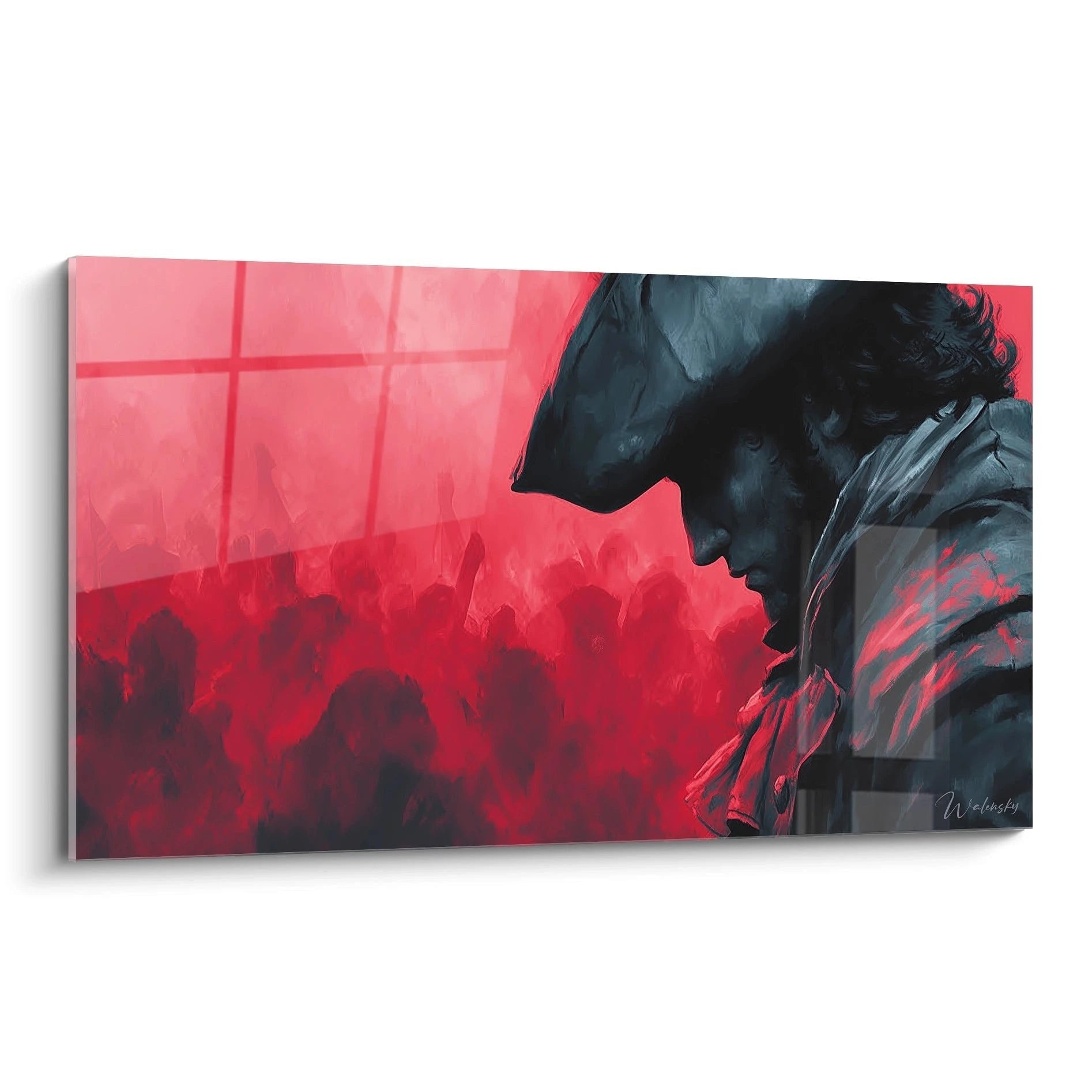 Wandbild Revolutionär Französische Revolution mit rotem Hintergrund und dramatischer Silhouette