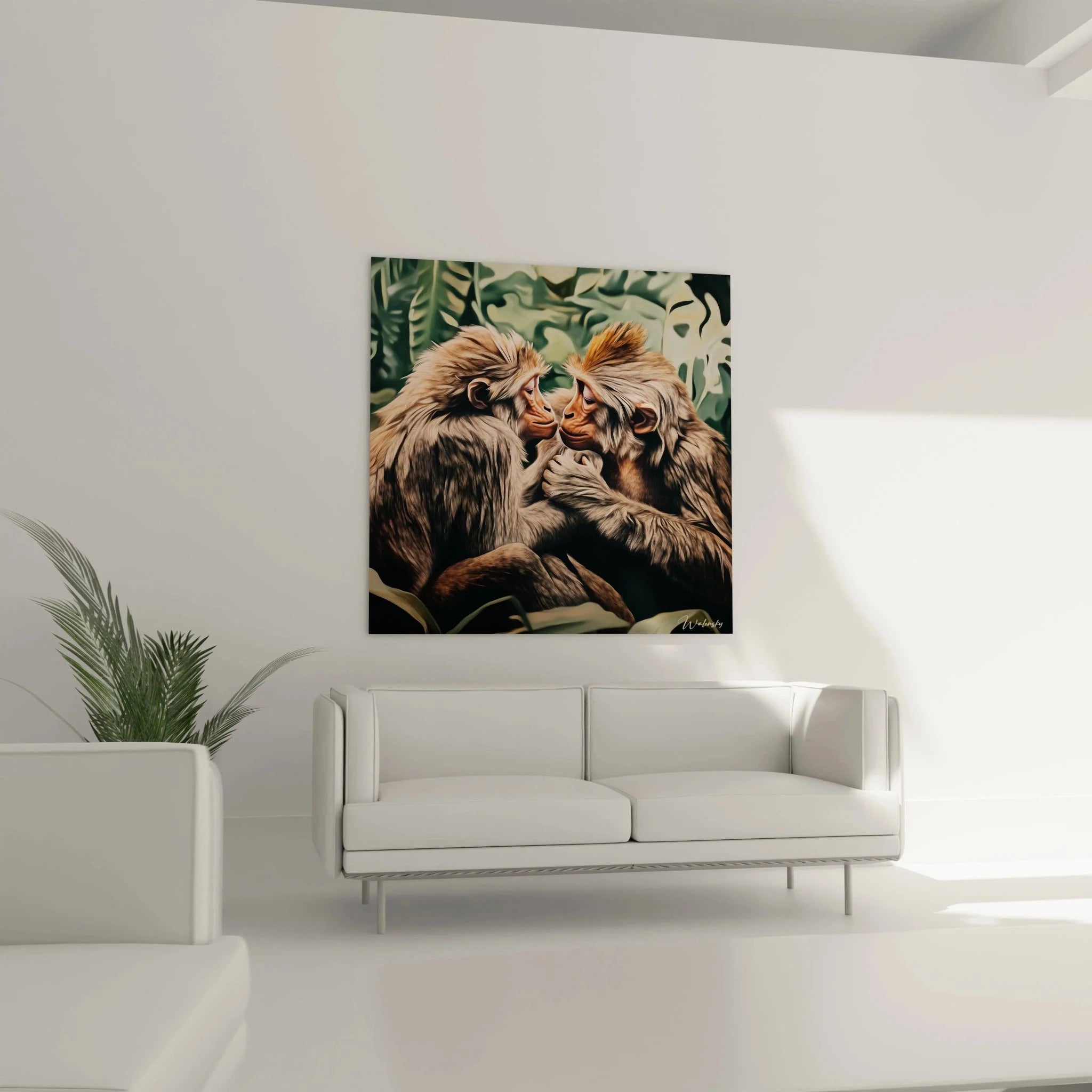 Affen Kunstdruck Detailansicht der zärtlichen Gesichter und Fellstrukturen