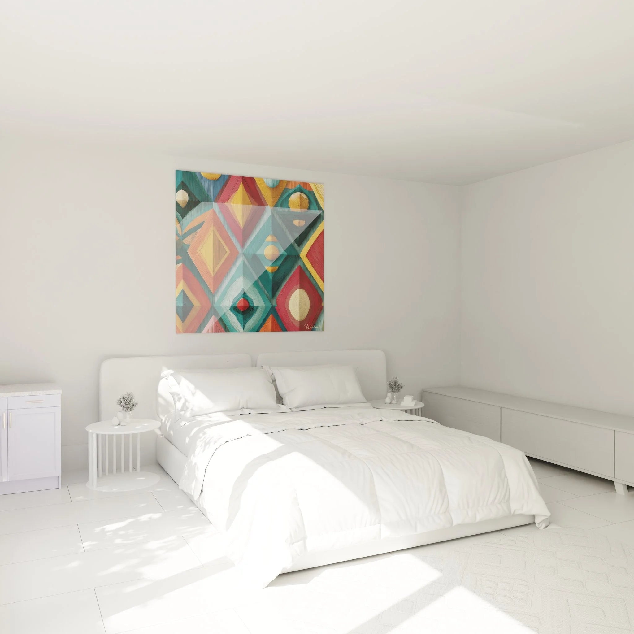 Geometrische Afrika Wandkunst mit Diamantmustern als Schlafzimmer Dekoration