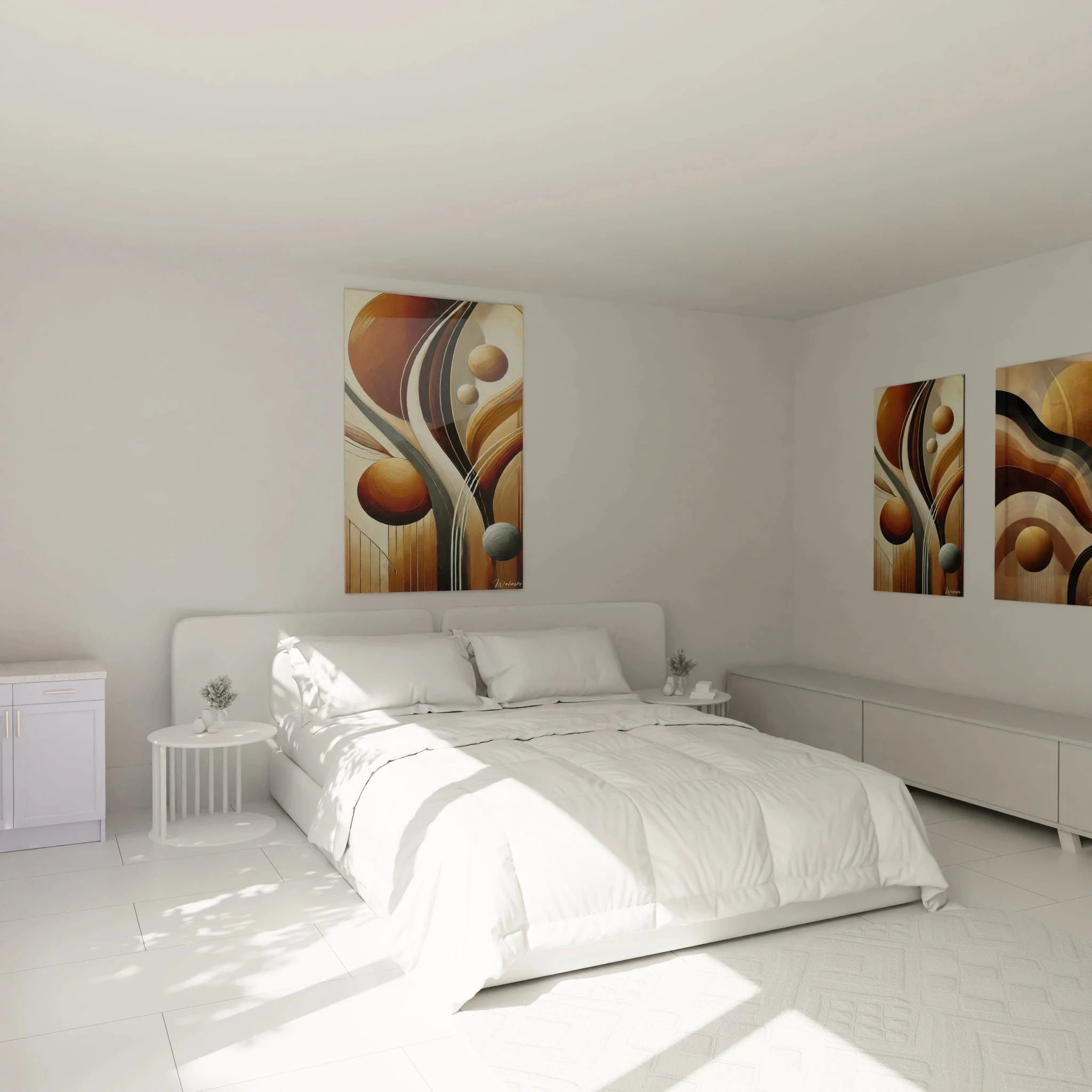 Afrika Wandbild abstrakt als Schlafzimmer Dekoration mit eleganten Brauntönen und fließenden Linien