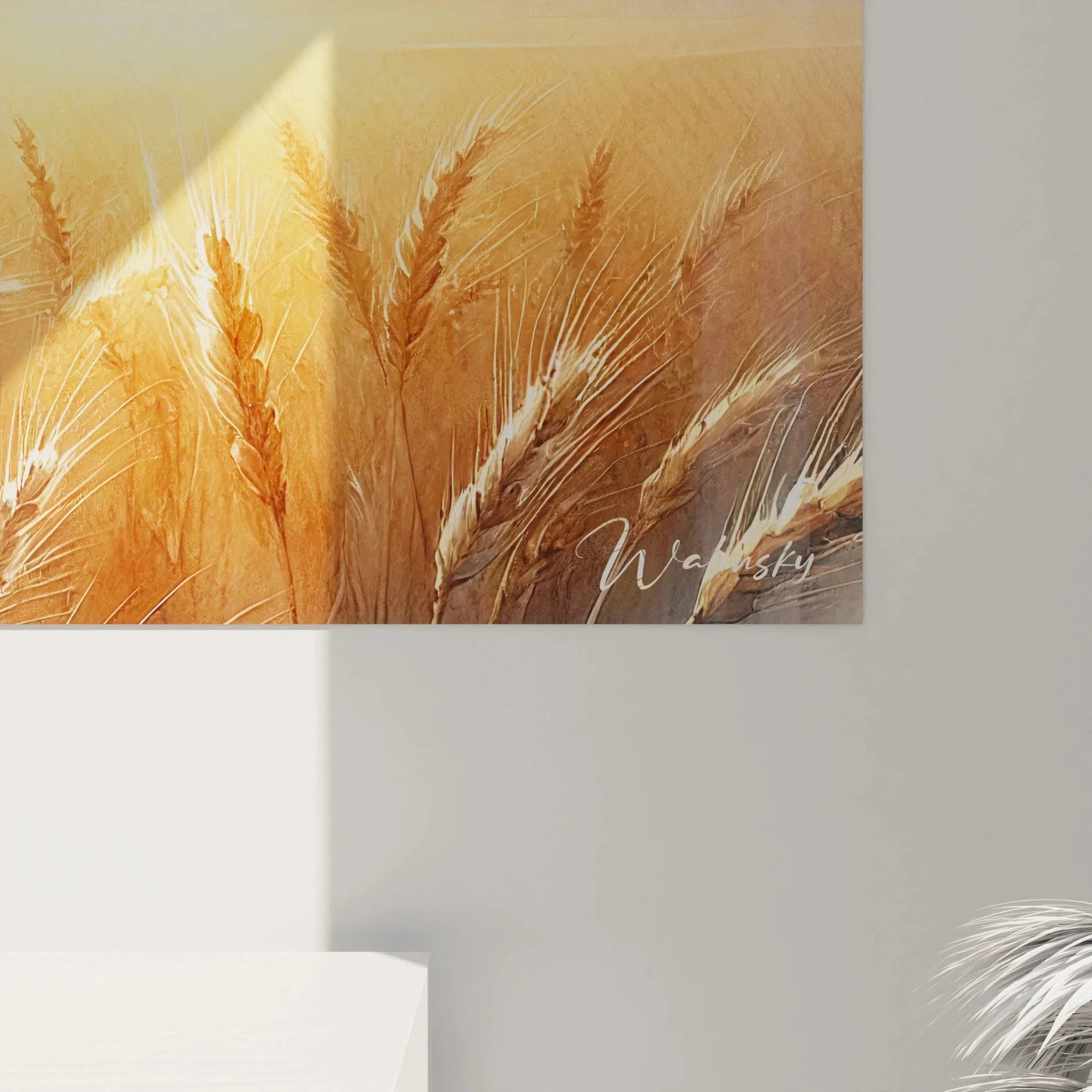 Übersicht Agrarlandschaft Wandbild - Komplette Weizenfeld Darstellung mit Sonnenaufgang Panorama