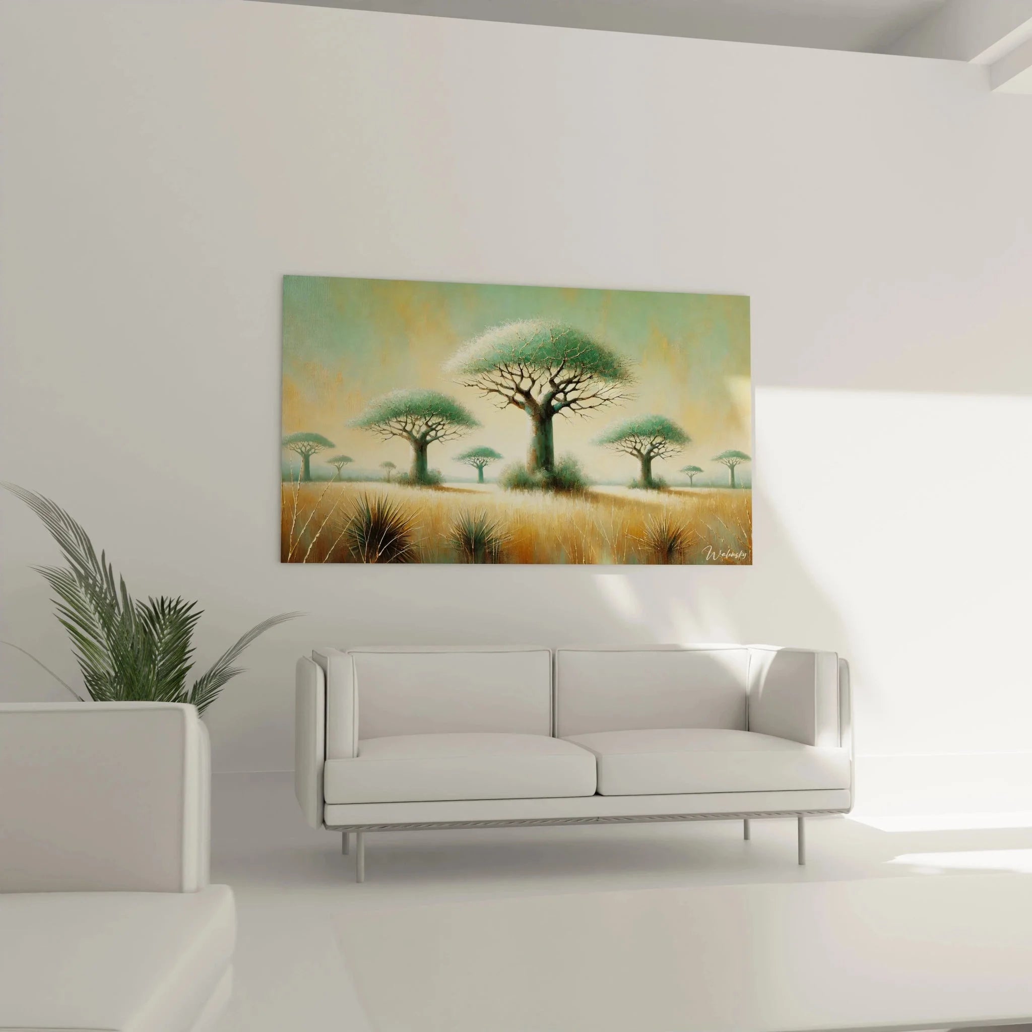 Baobab Baum Wandbild Nahaufnahme Äste Silhouette Afrika Savanne Kunstdruck Details Affenbrotbaum Struktur