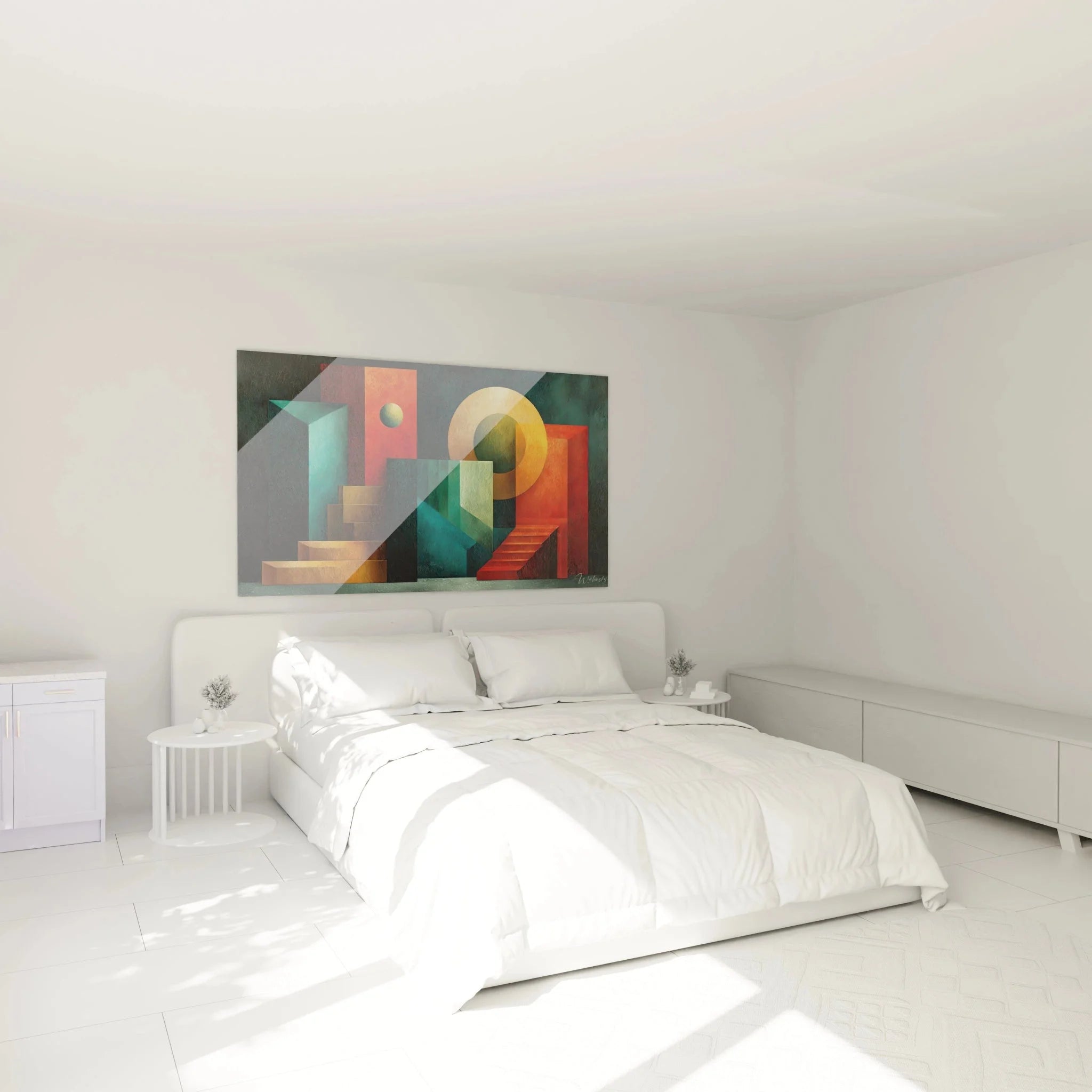 Bauhaus Wandbild geometrische Komposition als moderne Schlafzimmer Dekoration