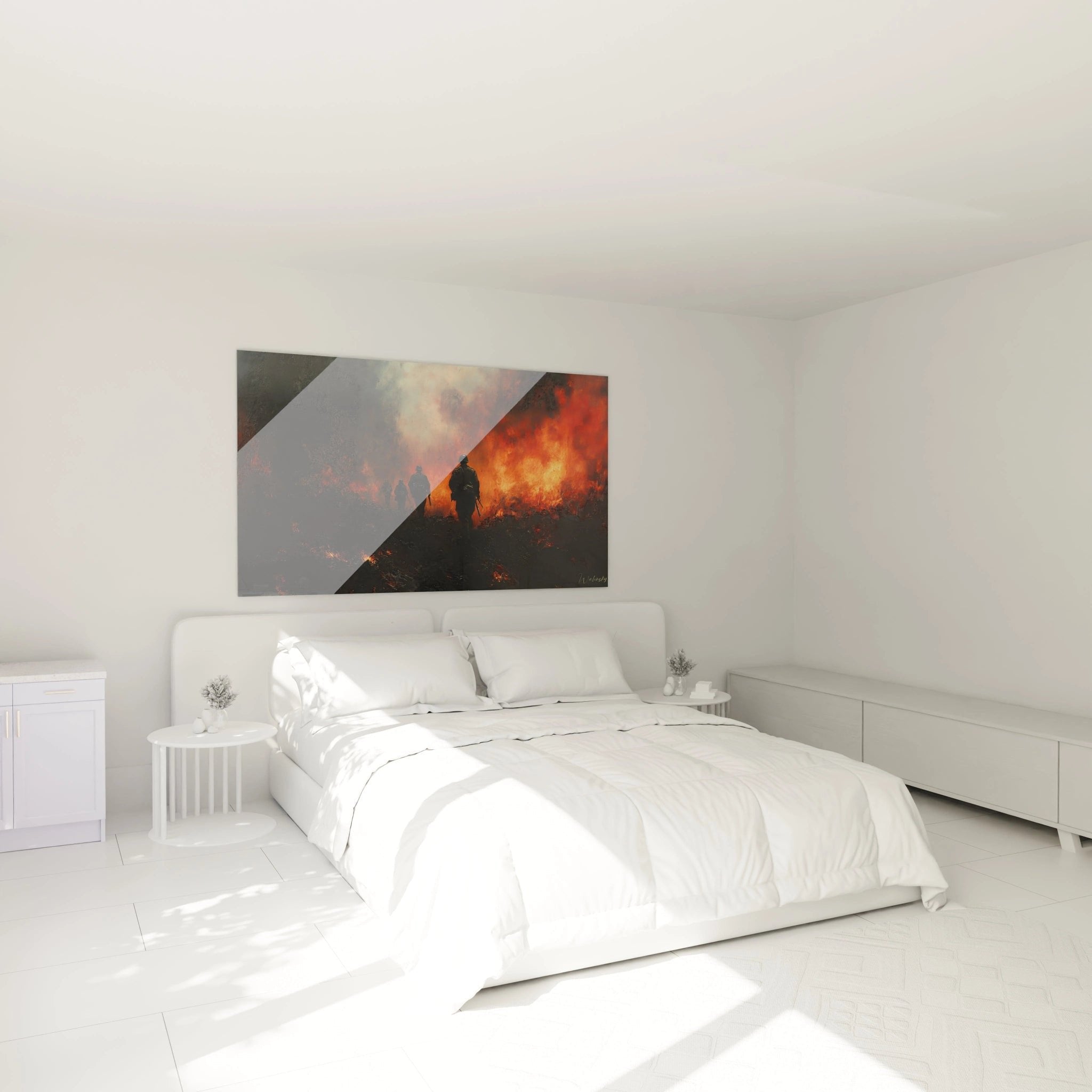 Historisches Soldaten-Wandbild im Schlafzimmer, dramatische Kriegsszene aus dem Ersten Weltkrieg