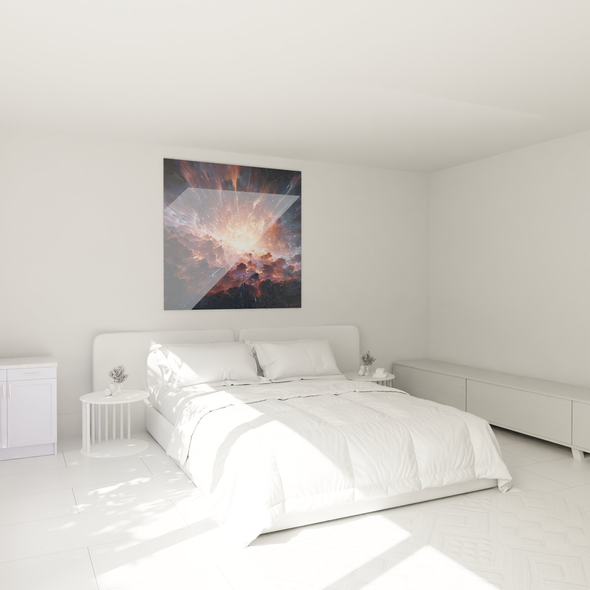 Weltraum Wandbild kosmische Explosion als moderner Raumschmuck im Schlafzimmer