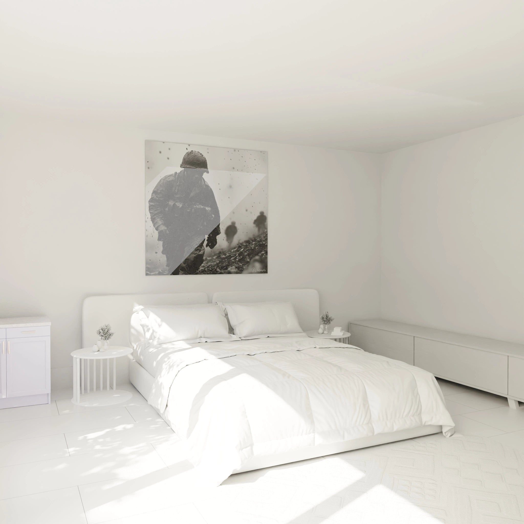 Historisches Kriegs-Wandbild im Schlafzimmer, schwarz-weiße Militärkunst Erster Weltkrieg Dekoration