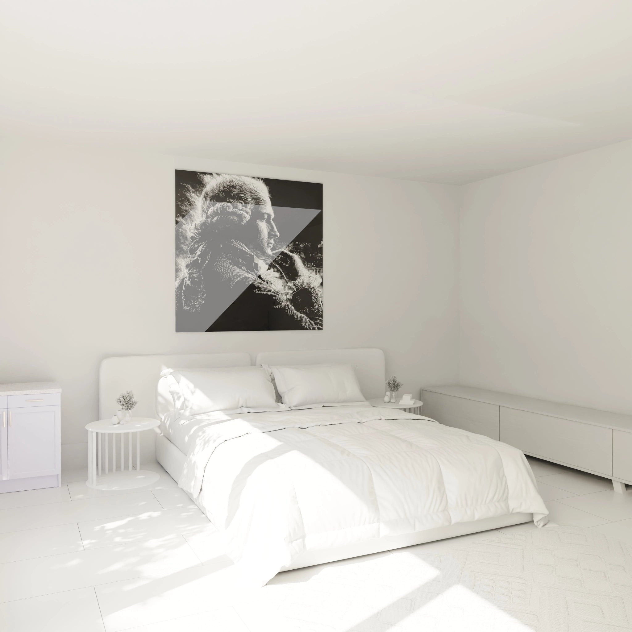 Ludwig XVI Wandbild im Schlafzimmer schafft elegante Atmosphäre mit klassischem französischen Stil