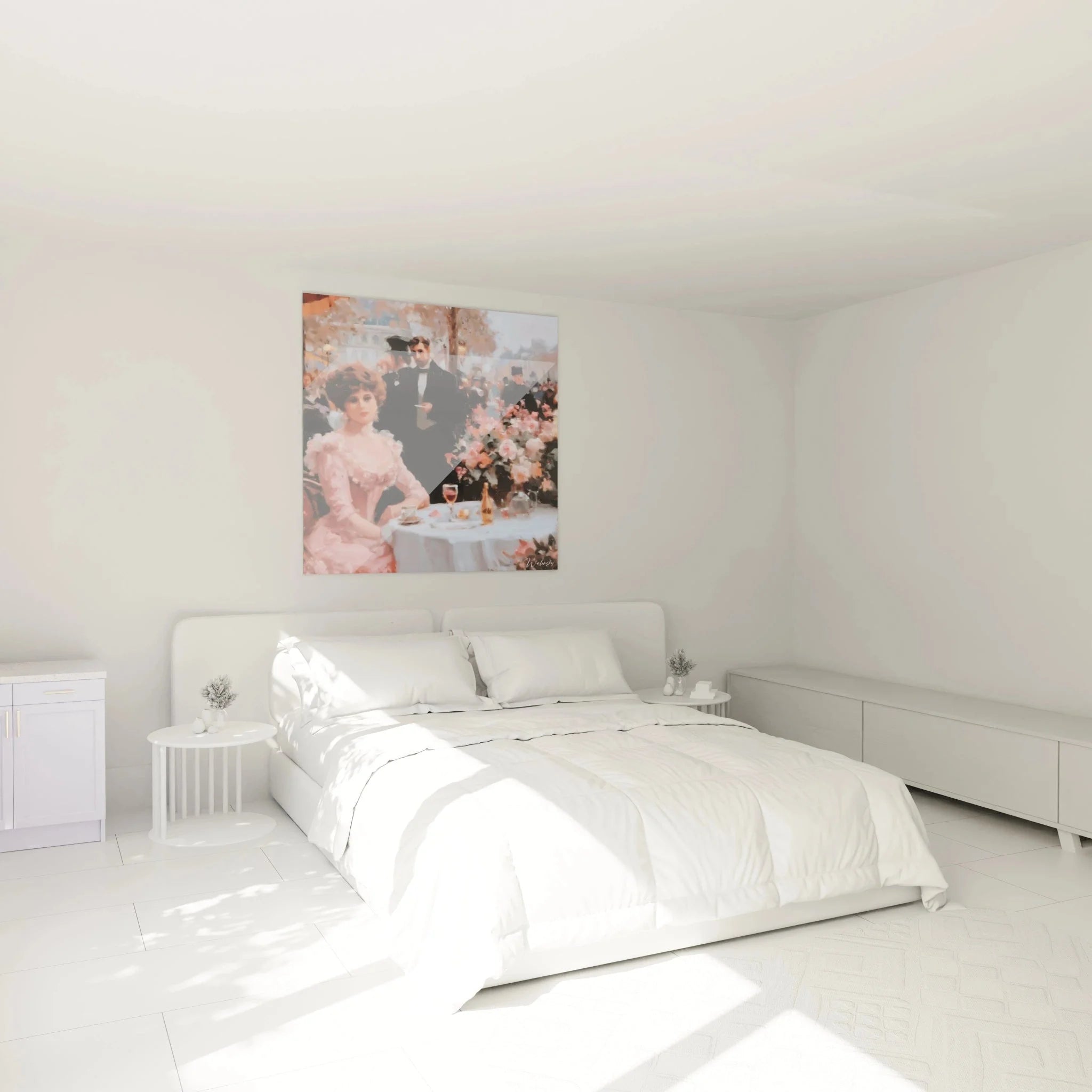 Belle Époque Café Wandbild in elegantem Schlafzimmer Ambiente Klassizismus Dekoration