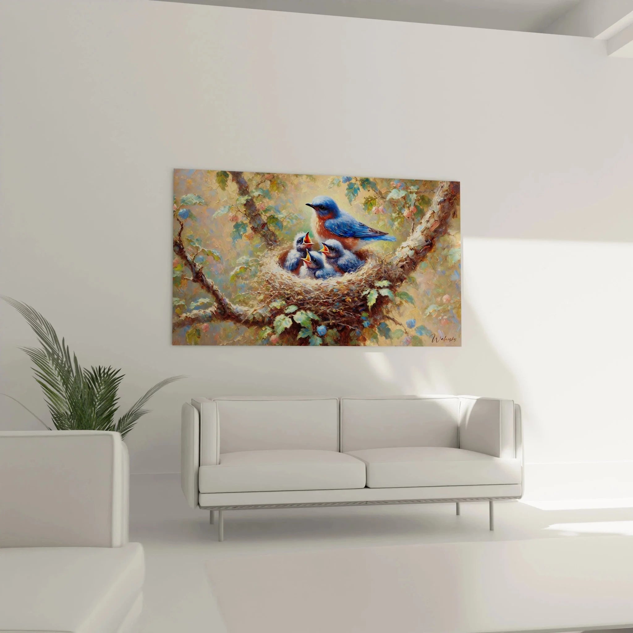 Detailaufnahme Blaukehlchen Küken im Nest, Vogelbild Nahaufnahme mit roten Schnäbeln