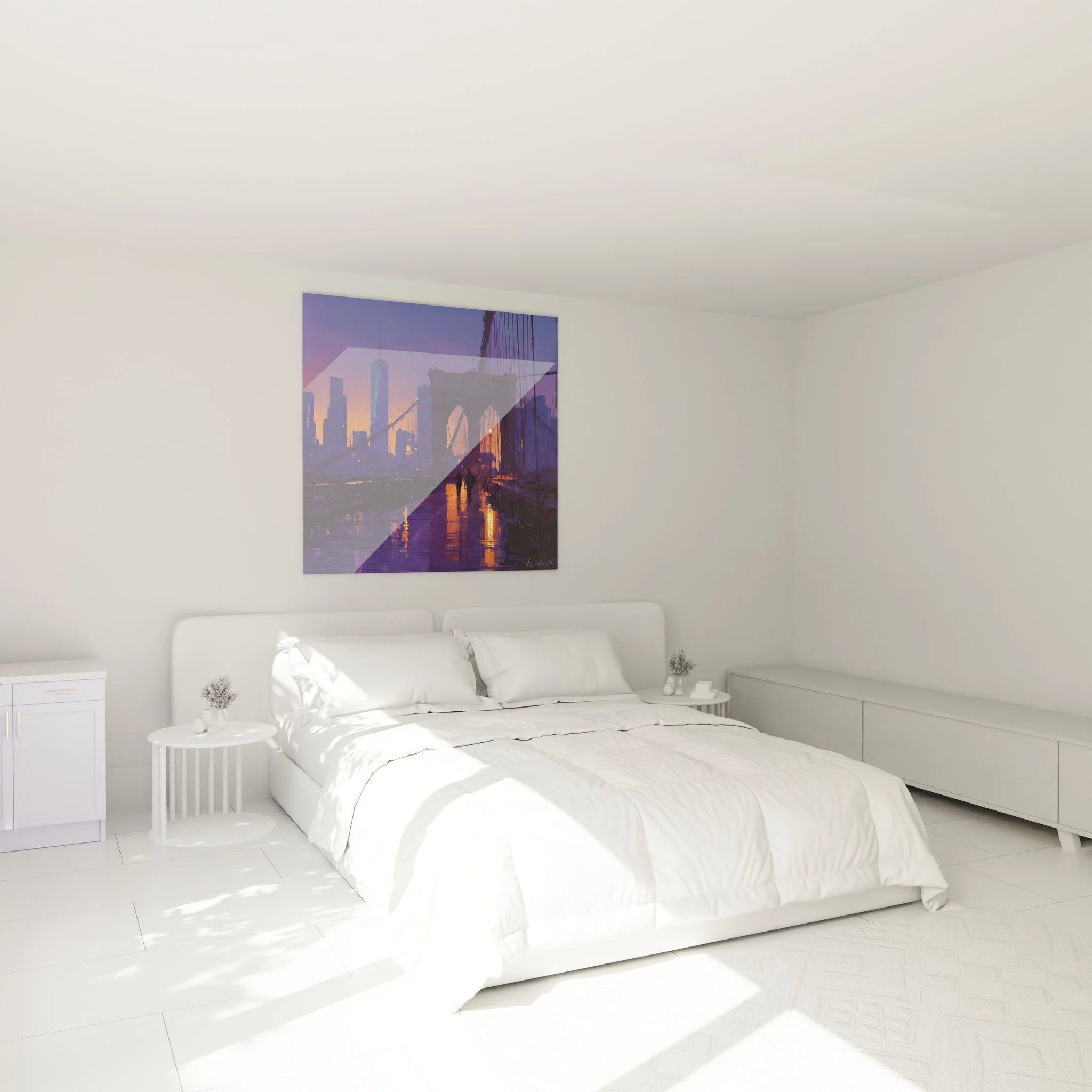 Brooklyn Bridge Wandbild im Schlafzimmer - New York Sonnenuntergang Wandkunst als Dekoration