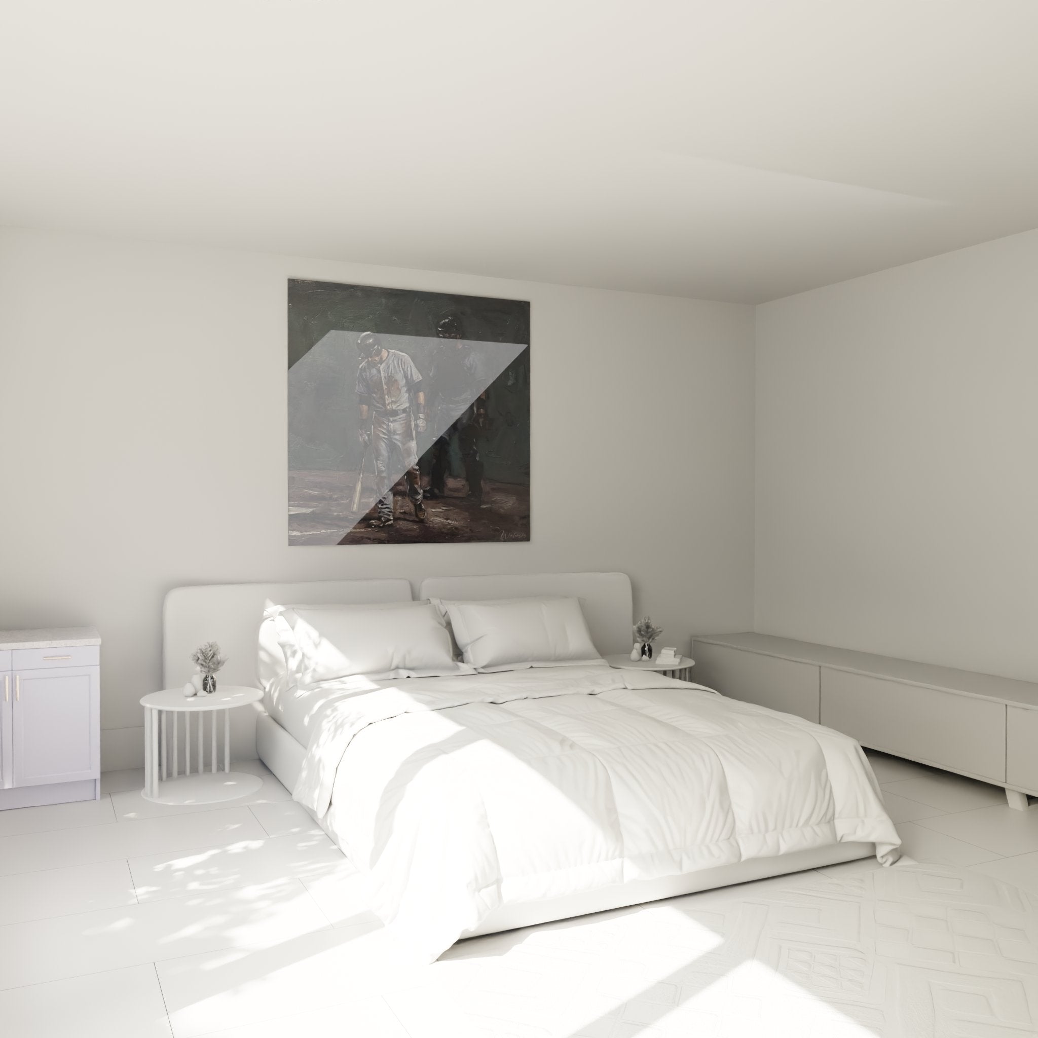 Baseball Kunstwerk im Schlafzimmer schafft sportliche Atmosphäre an der Wand