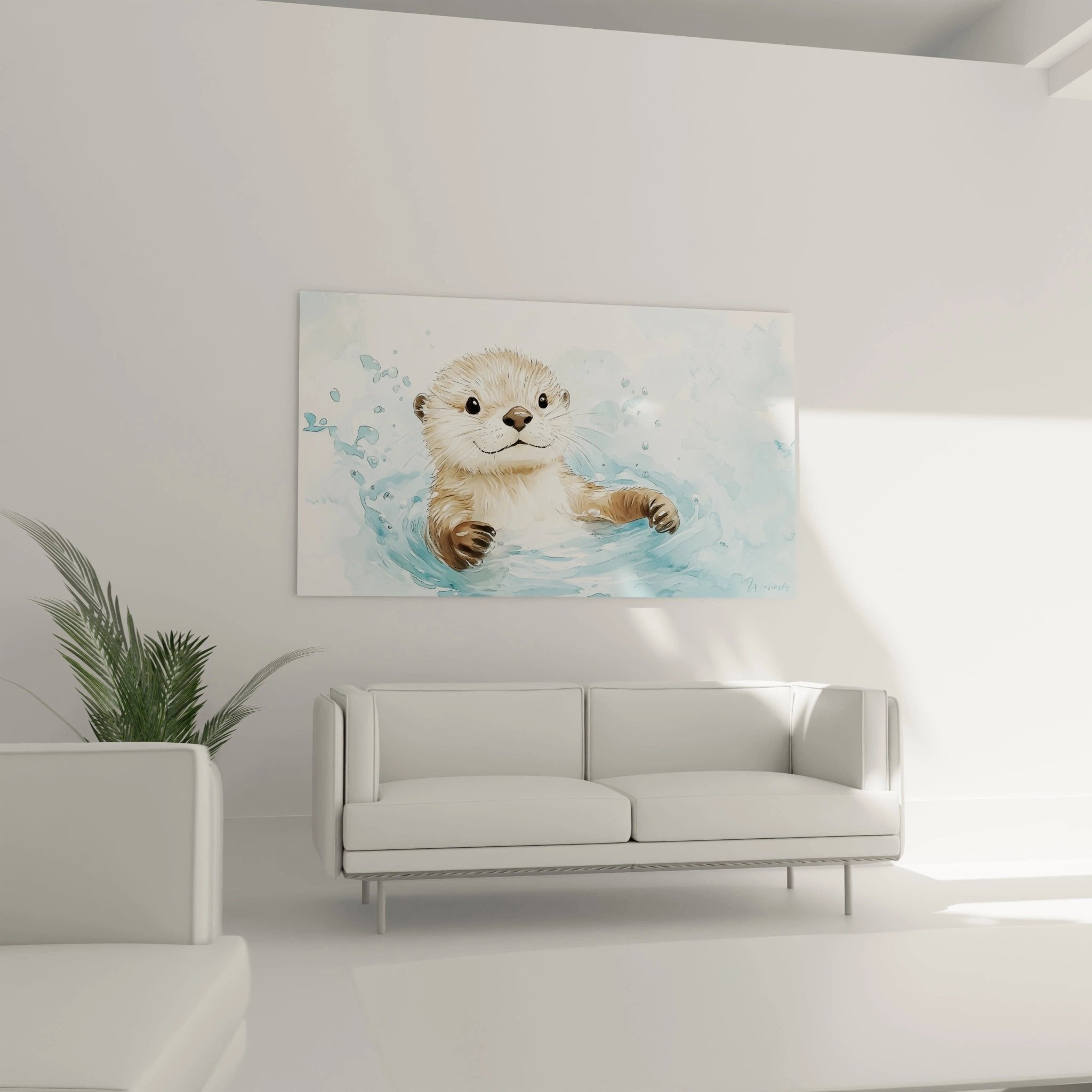 Nahaufnahme des niedlichen Seeotters mit flauschigem Fell und freundlichen Augen im Wasserbild