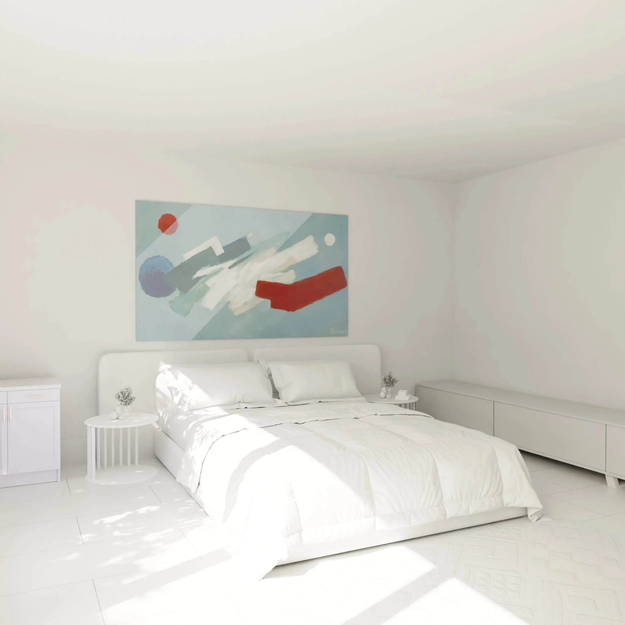 Dadaismus Wandbild abstrakte Komposition im Schlafzimmer als moderne Wanddekoration
