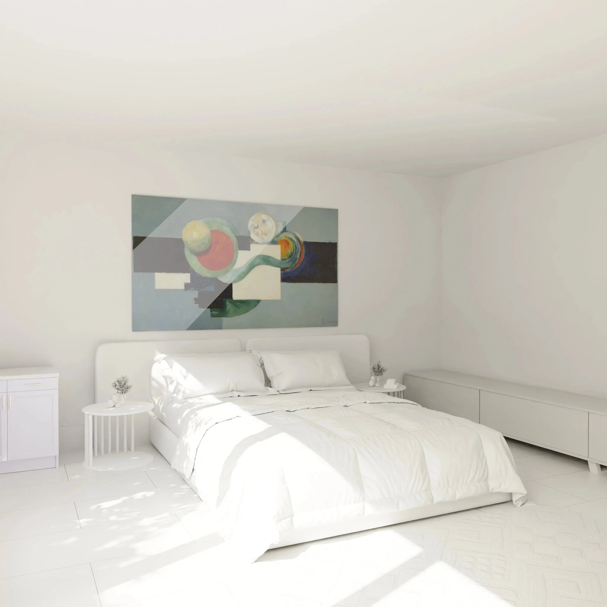 Dadaismus Wandbild abstrakte Komposition als moderne Schlafzimmer Wanddekoration XXL Format