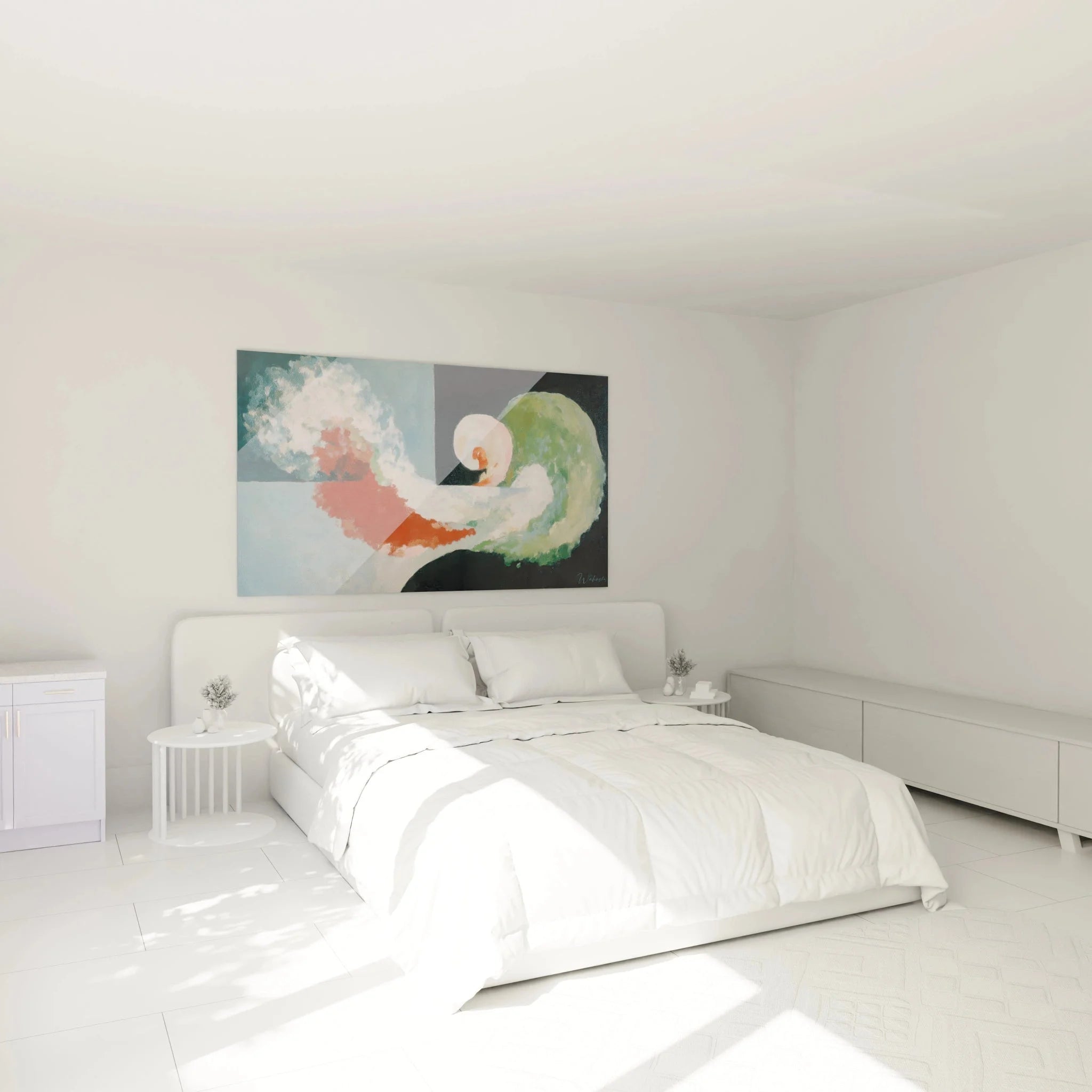 Dadaismus Wandbild abstrakte Welle im Schlafzimmer - moderne Wanddekoration XXL Format