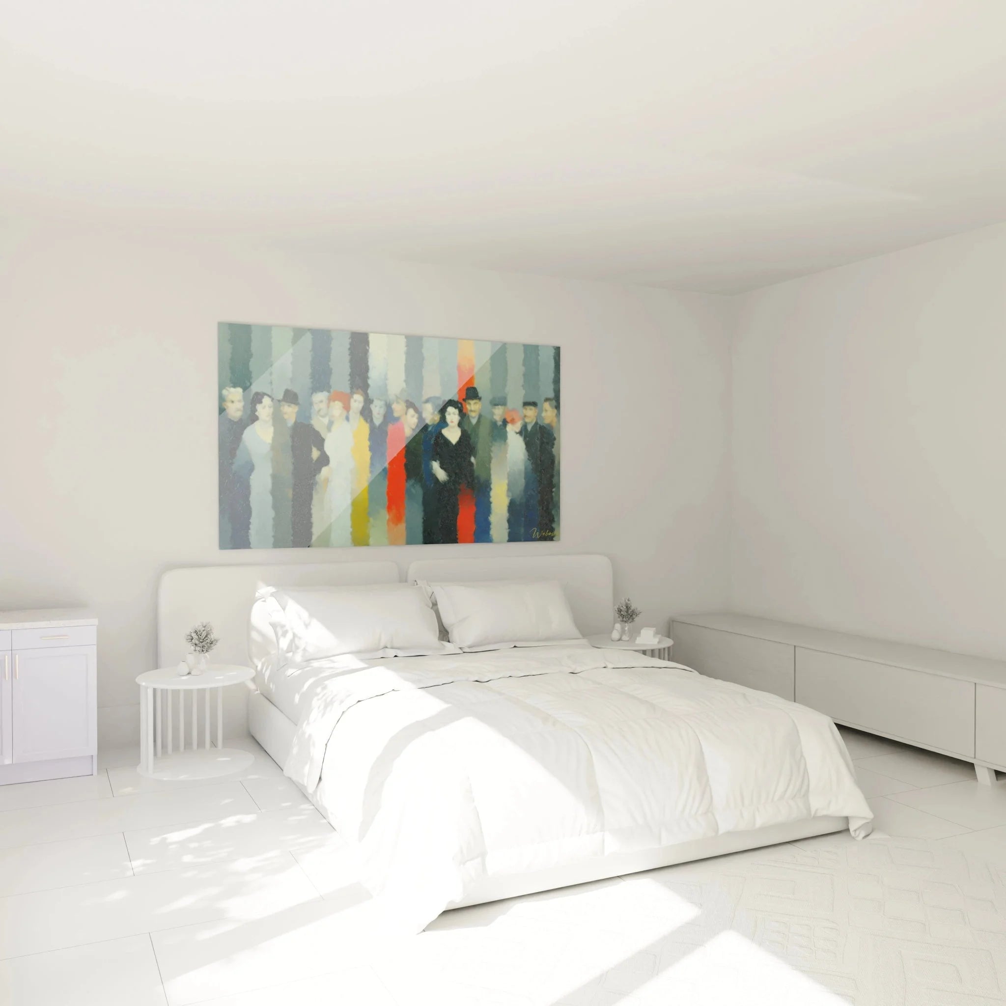 Dadaismus Wandbild Menschenmenge in modernem Schlafzimmer urbane Kunstdekoration XXL Format