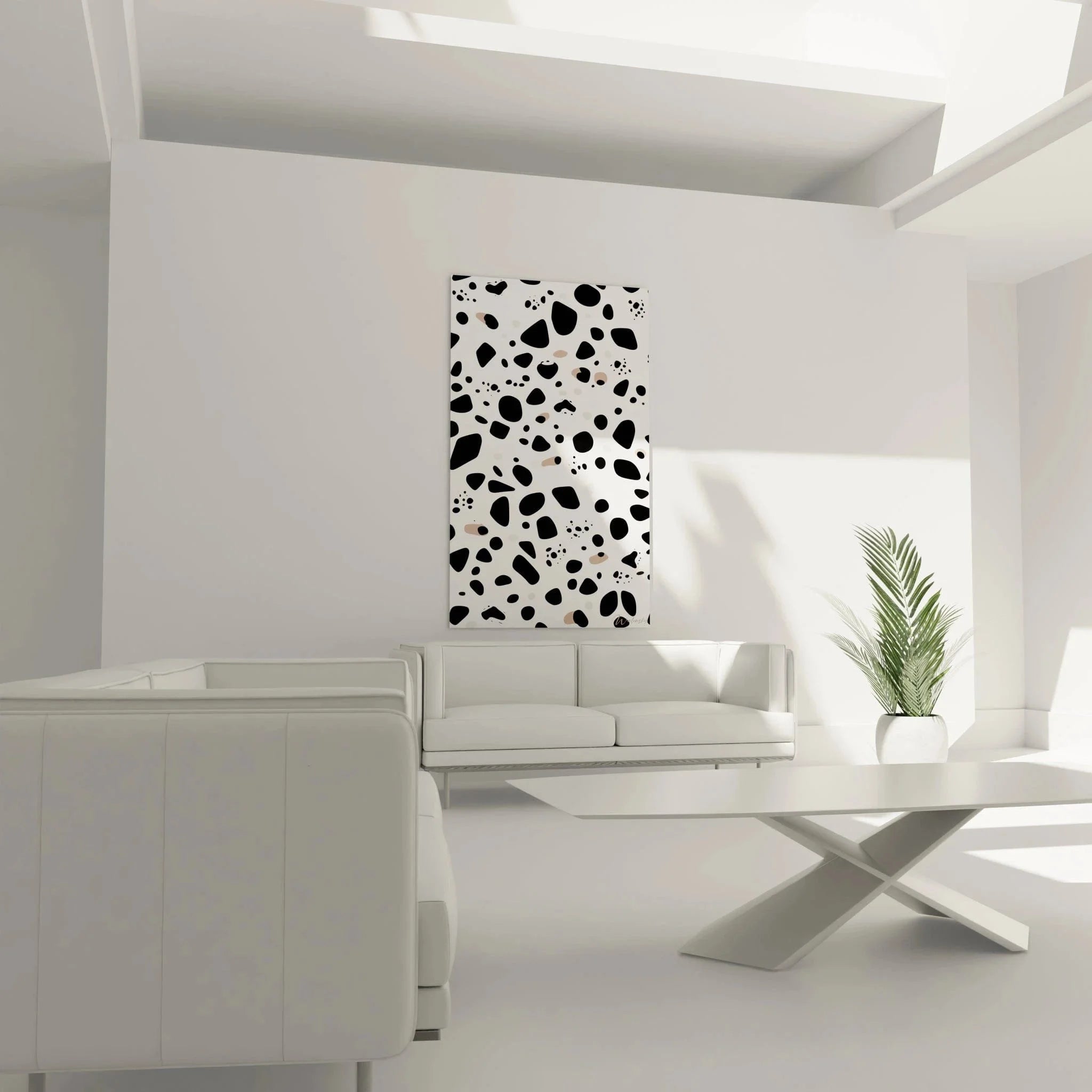 Detailansicht abstrakte Flecken und Punkte in schwarz-weiß Dalmatiner Optik