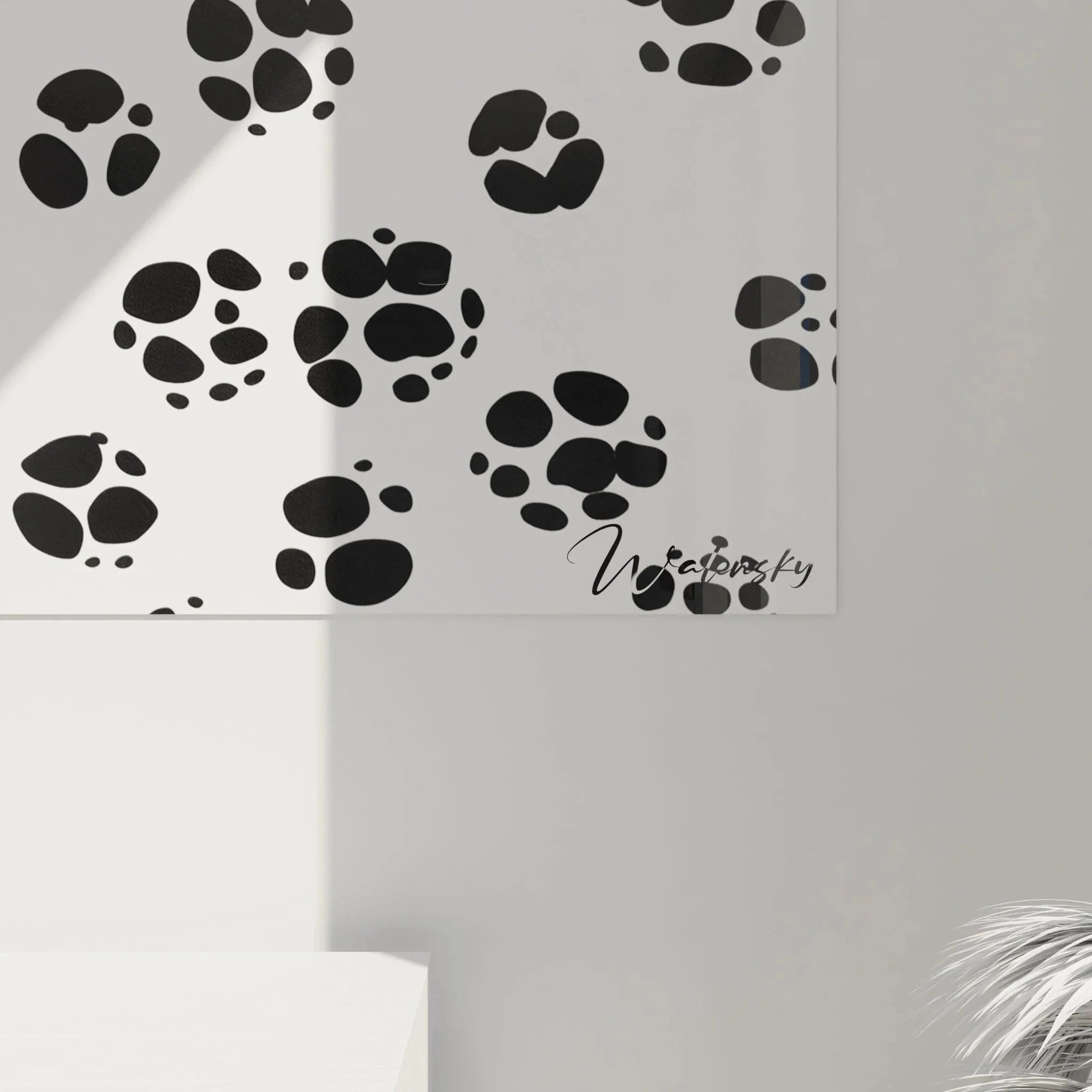 Gesamtansicht Wandbild Dalmatiner Punkte - komplettes schwarz-weißes Punktmuster Design