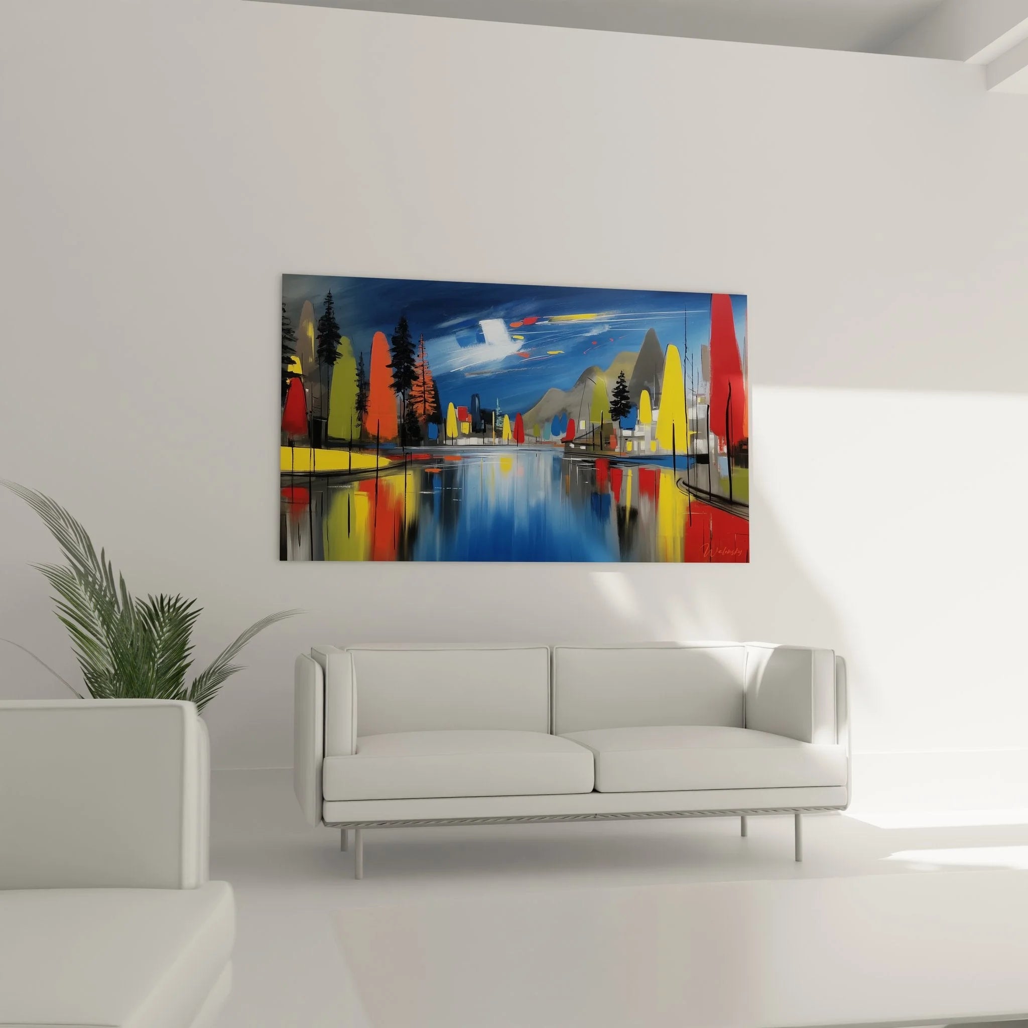 Detailansicht der abstrakten Seeuferlandschaft mit expressionistischen Pinselstrichen