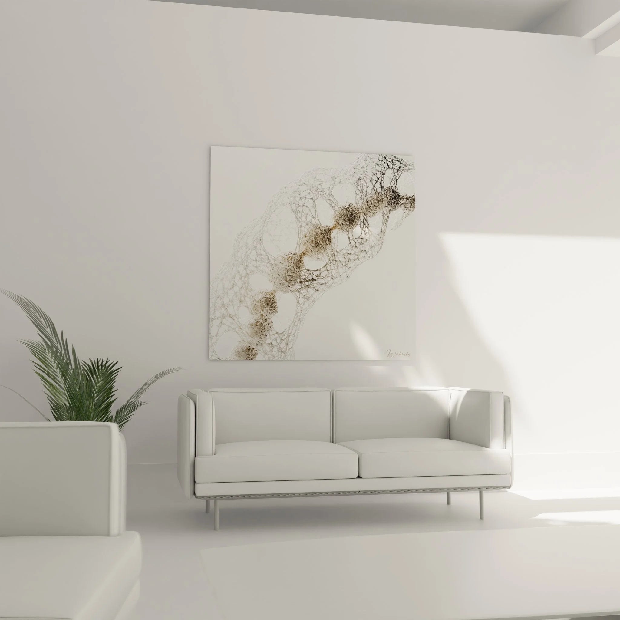 Detailansicht DNA-Struktur Wandbild - filigranes organisches Netzwerk in Naturtönen