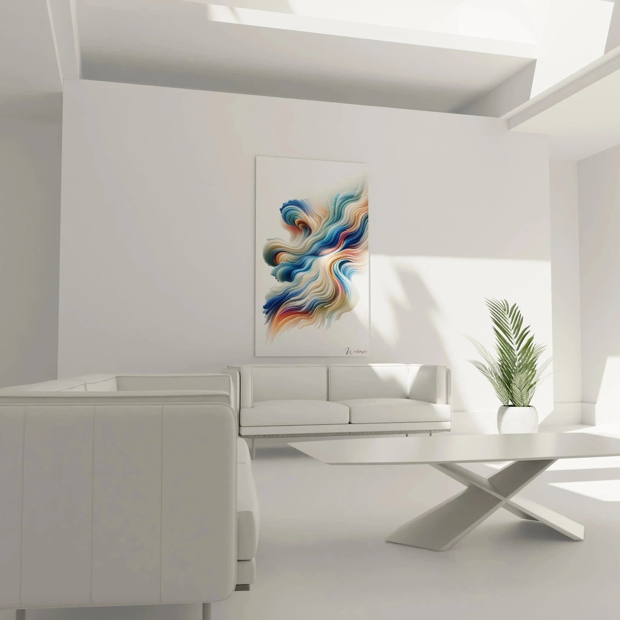 Detailansicht der fließenden Strukturen und Farbverläufe im abstrakten Kunstwerk