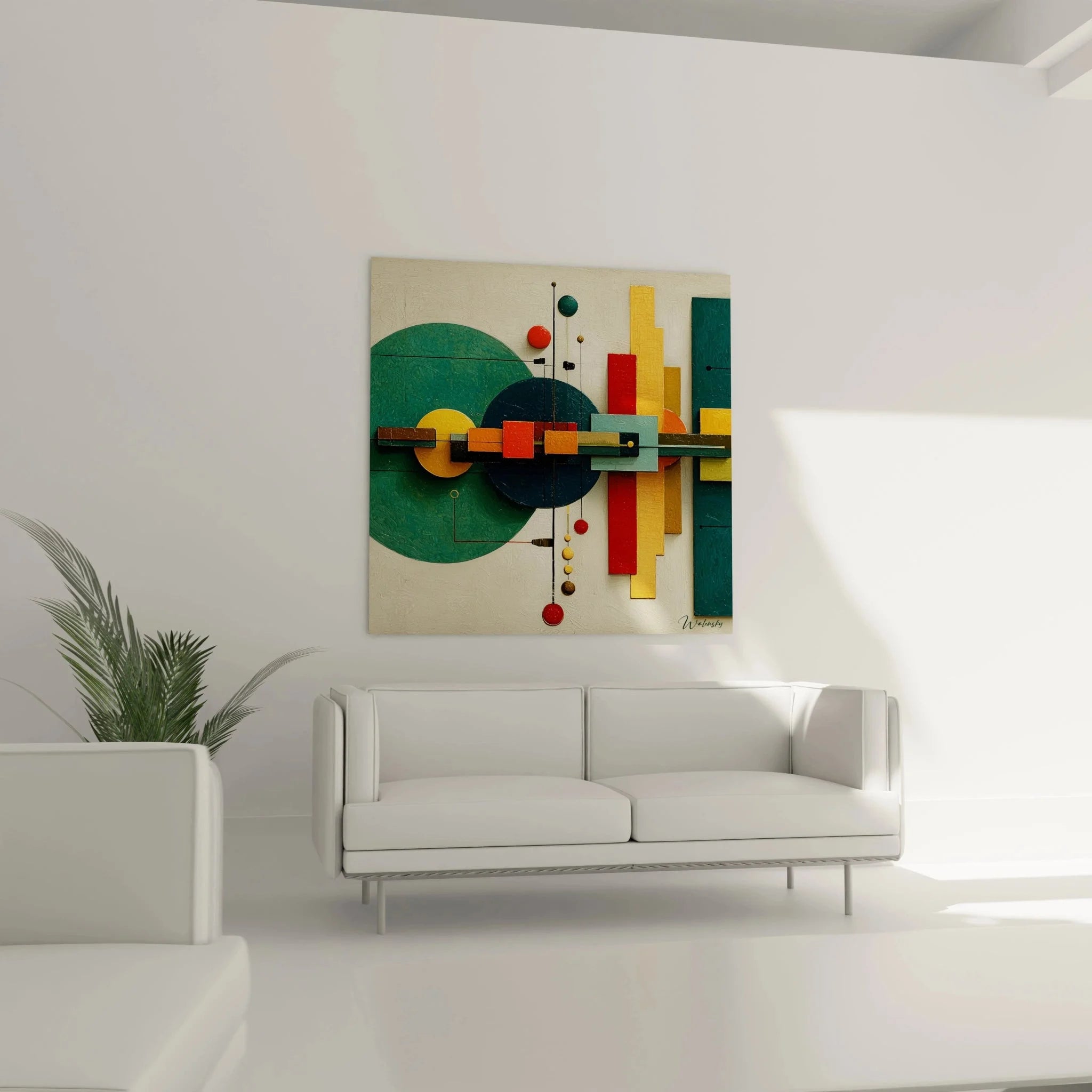 Detailansicht der dreidimensionalen geometrischen Elemente des abstrakten Kunstwerks