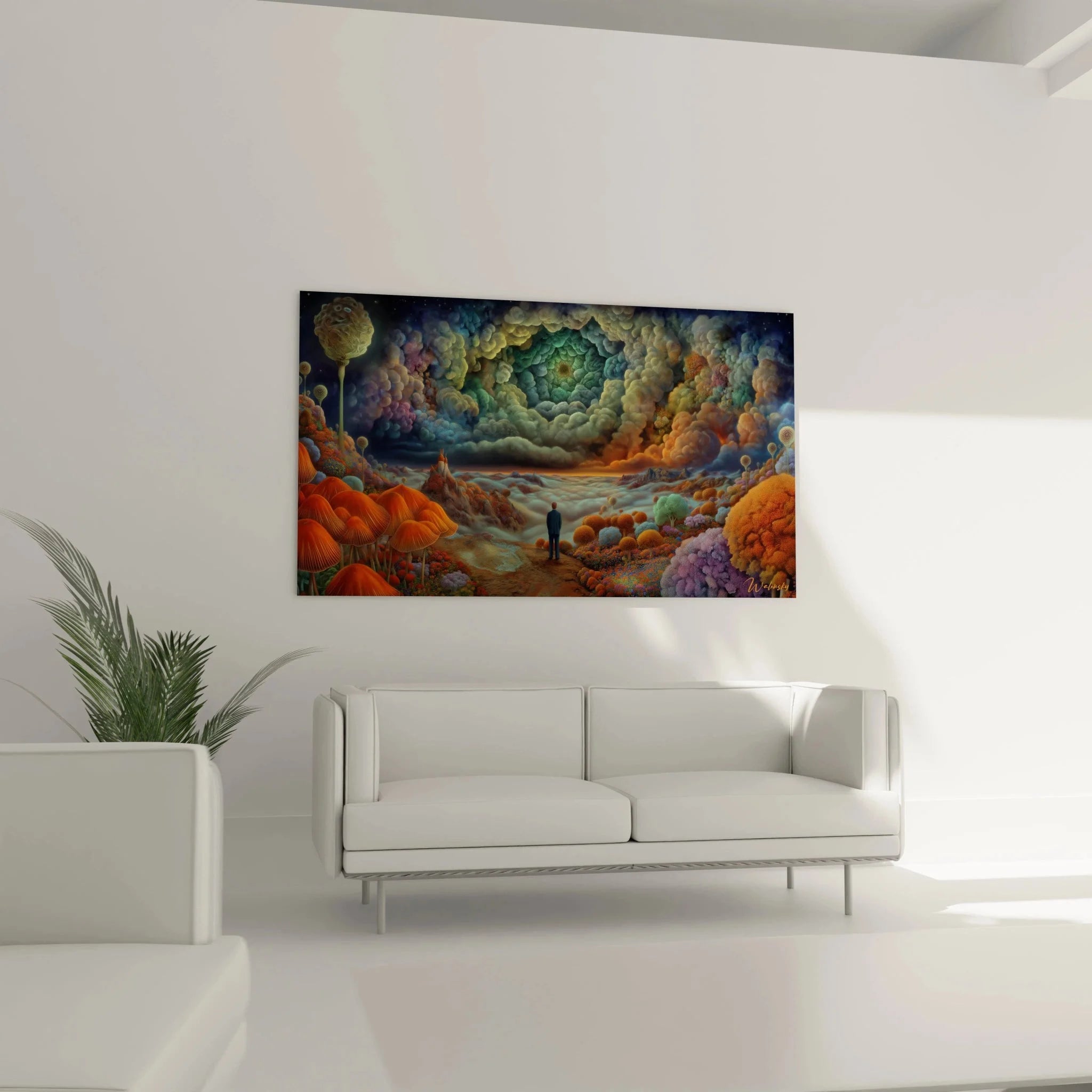 Detailaufnahme der organischen Pilzformen und zellulärer Strukturen - surreale Wandkunst XXL