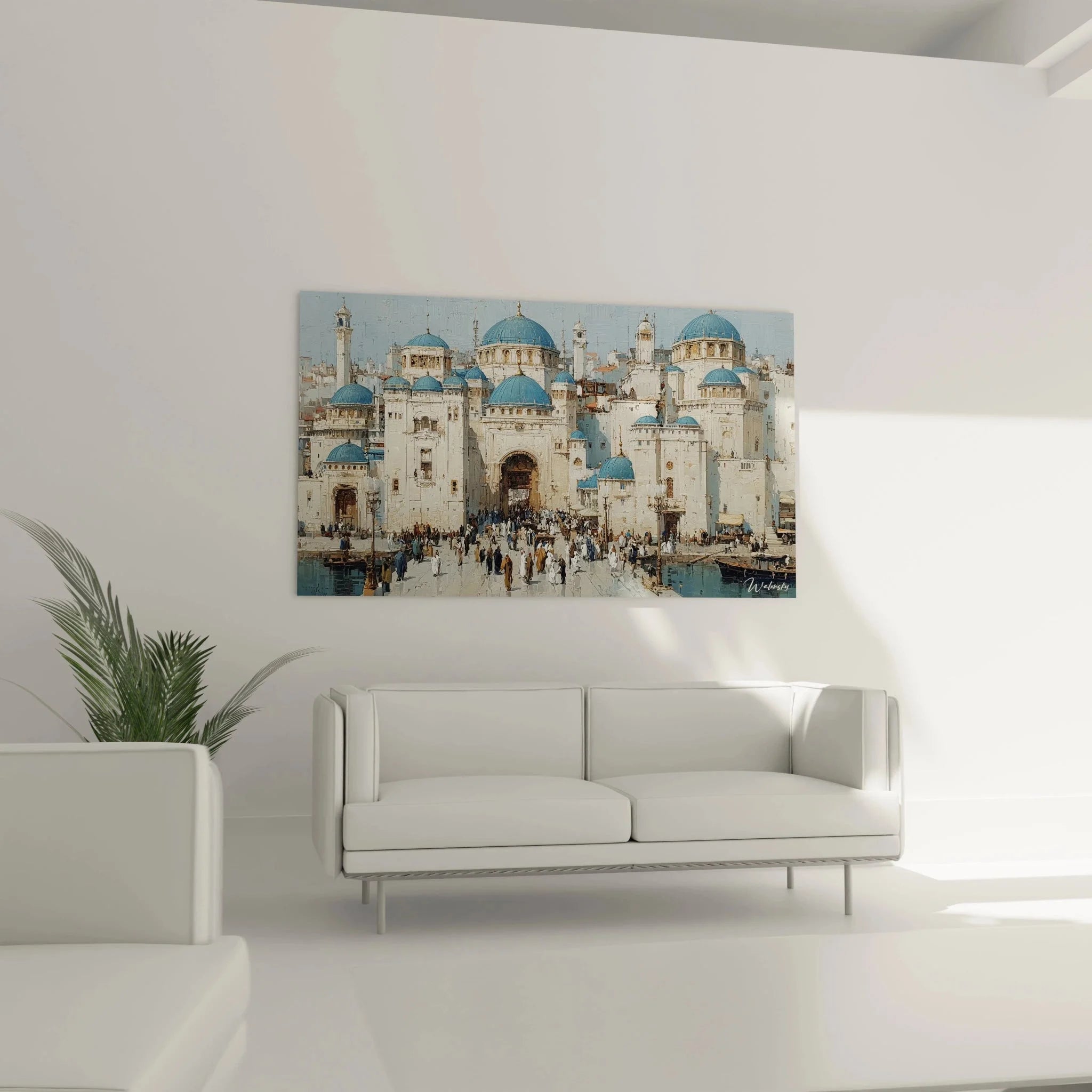 Detailansicht orientalische Architektur Wandbild mit islamischen Kuppeln und Minaretten
