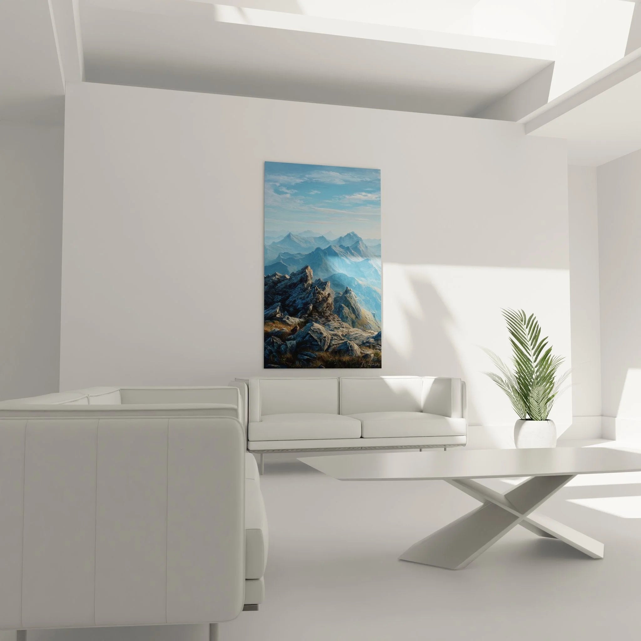 Detailansicht Wandbild Berglandschaft mit realistischen Felsstrukturen und Gesteinsformationen
