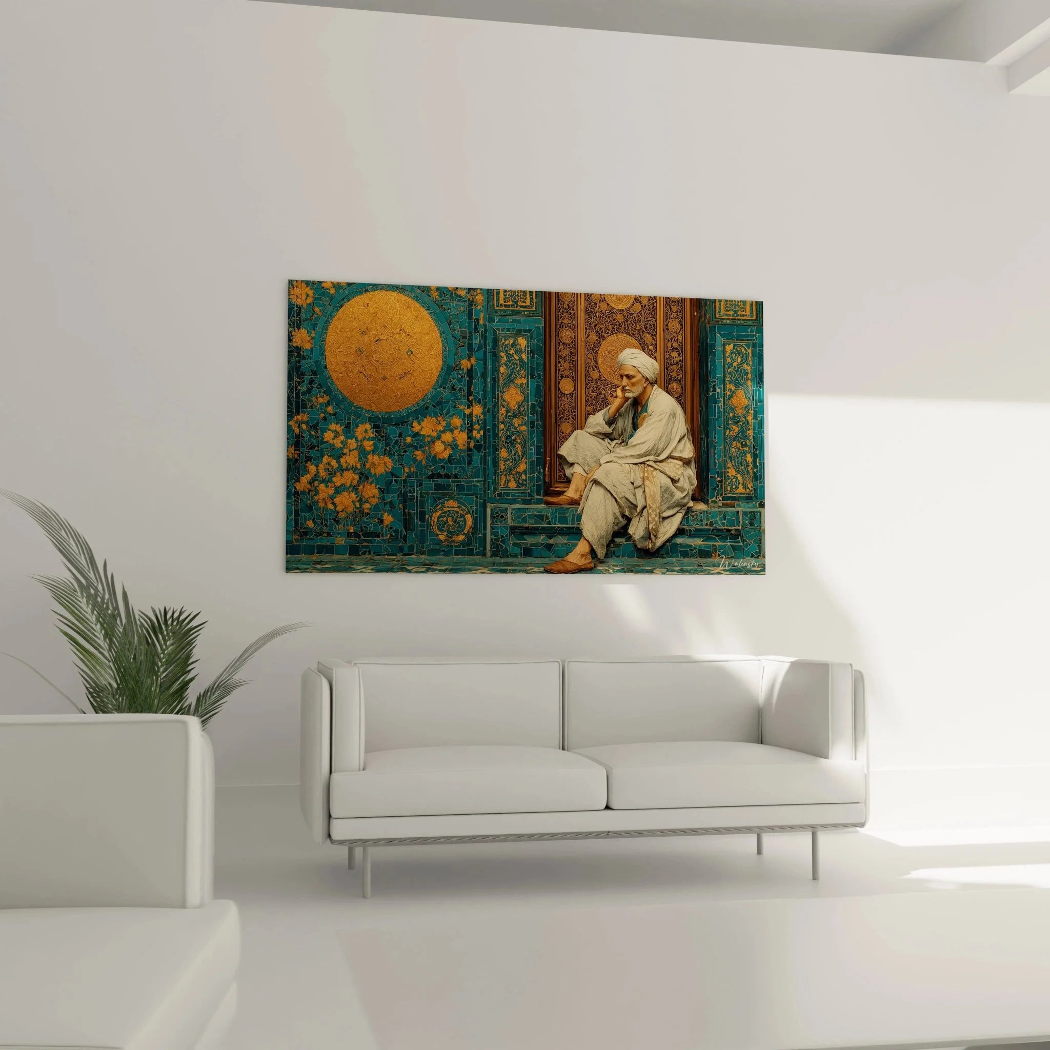 Detailansicht Wandbild orientalischer Gelehrter mit Turban - Orientalismus Leinwandkunst