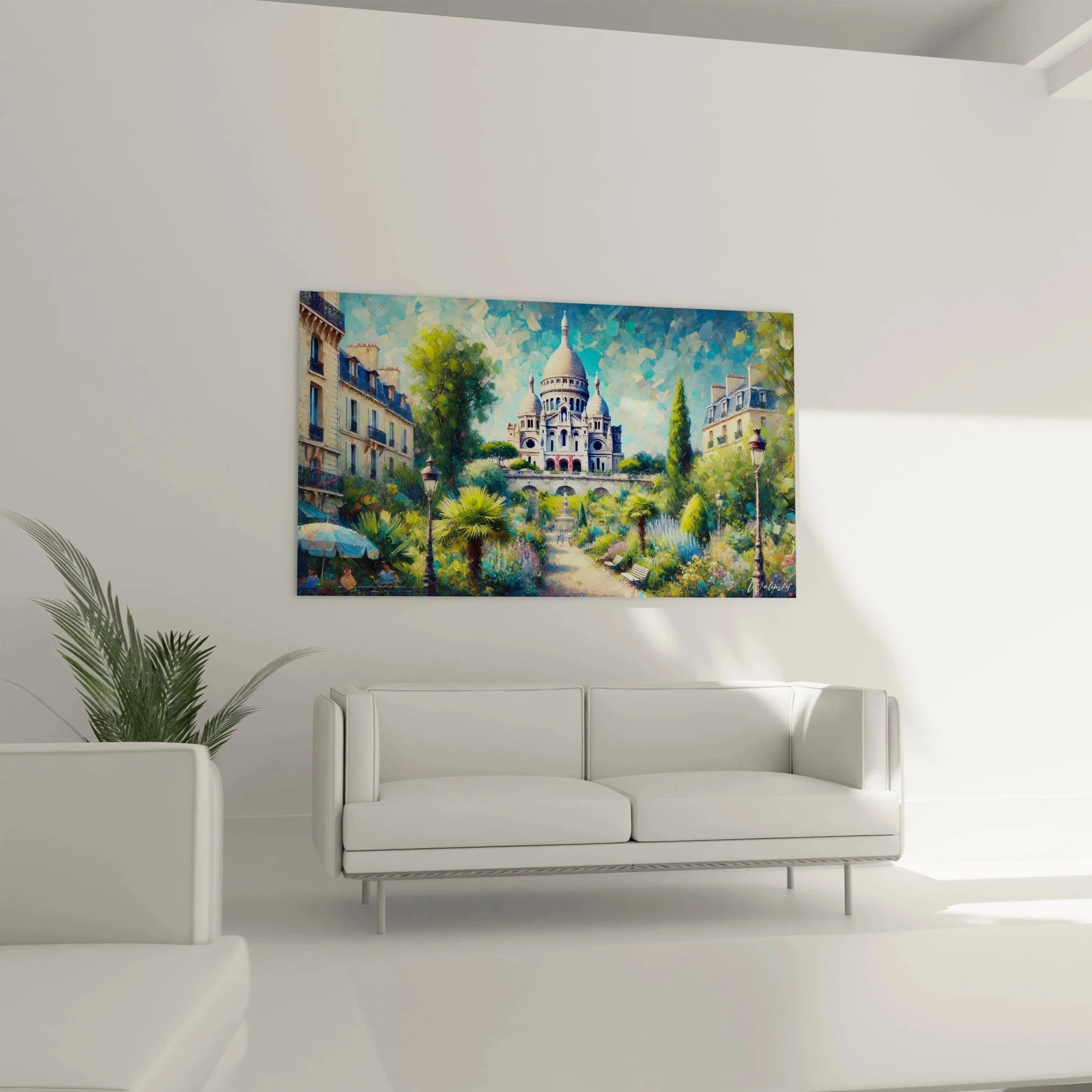 Detailansicht Wandbild Sacré-Cœur Paris - impressionistische Malerei der berühmten Basilika Montmartre
