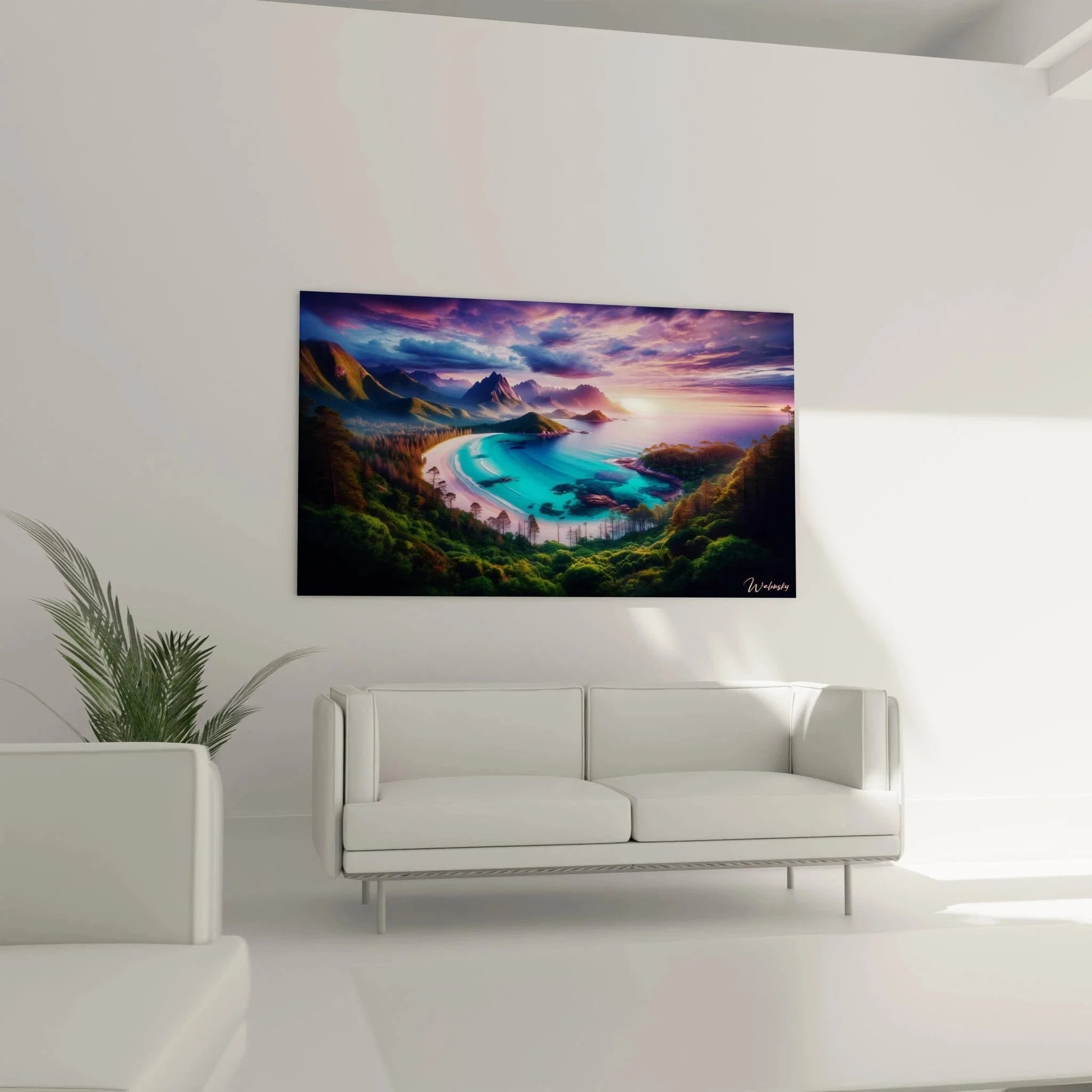 Detailansicht Wandbild türkisblaue Bucht mit kristallklarem Wasser und Sandstrand