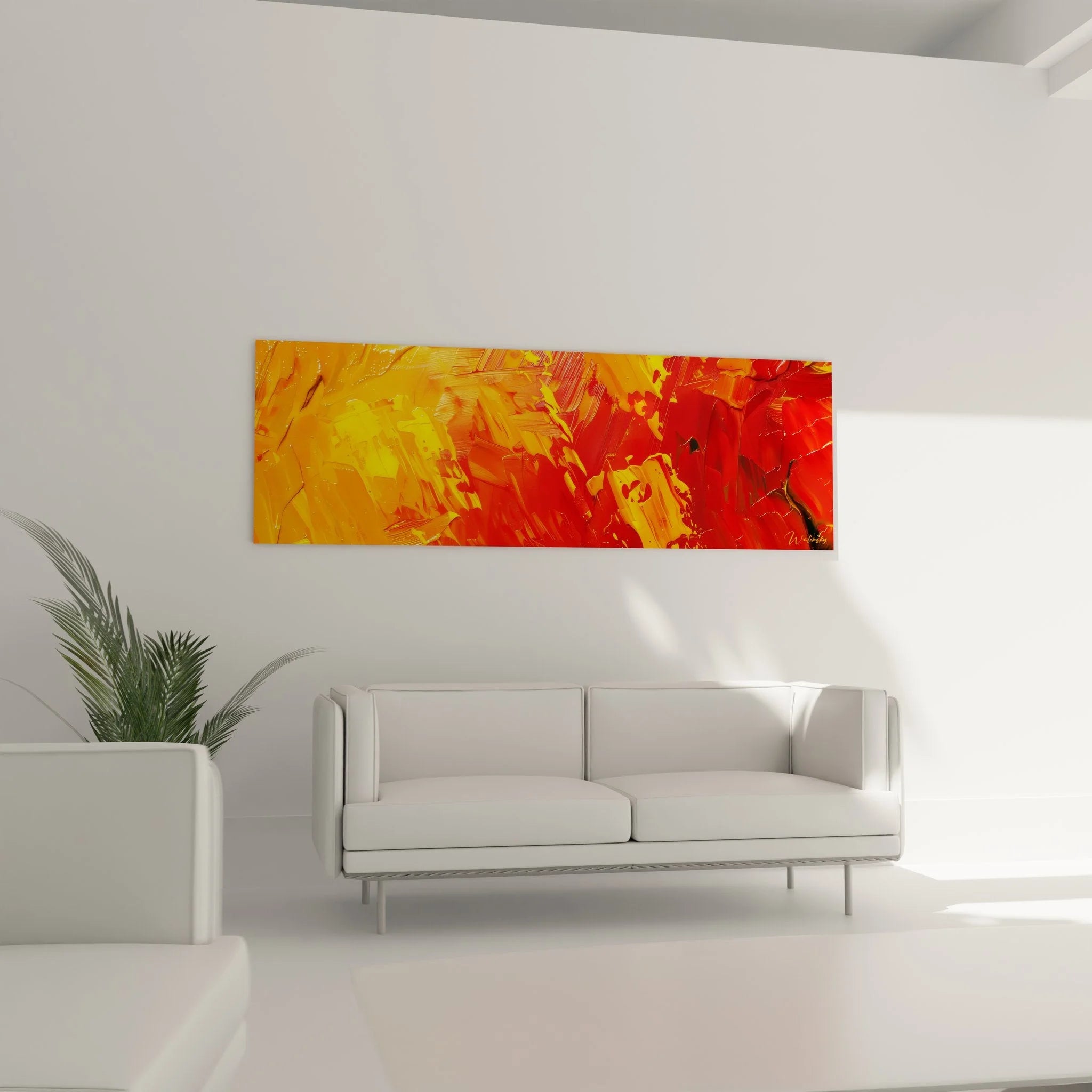 Detailansicht abstrakte Malerei Wandbild zeigt Pinselstriche und Farbverläufe in Malerei-Optik