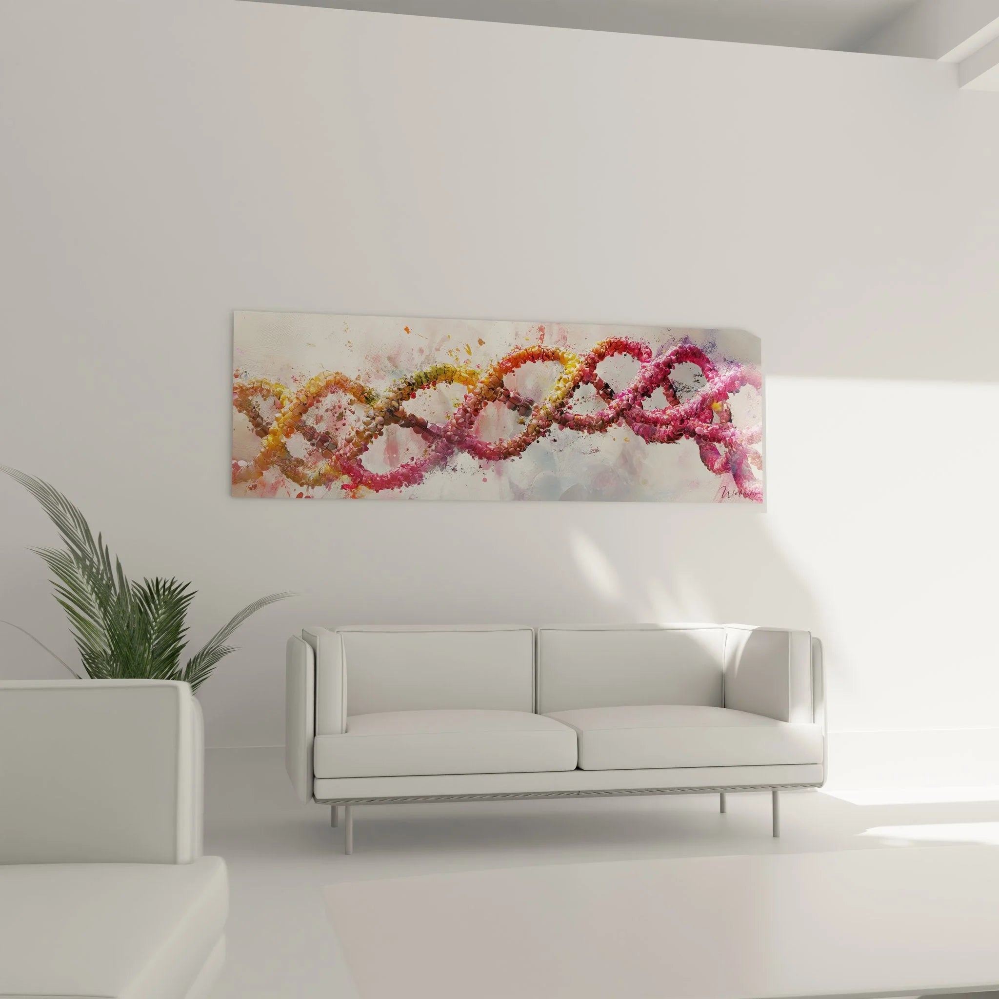 Detailansicht DNA Struktur Leinwandbild - abstrakte Darstellung der Doppelhelix in leuchtenden Farben