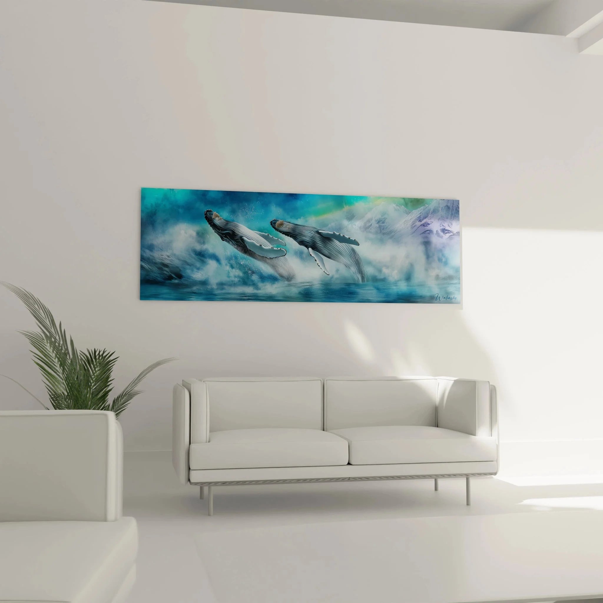 Detailansicht Wandbild Buckelwale Arktis - Nahaufnahme maritime Leinwand Edition Wal