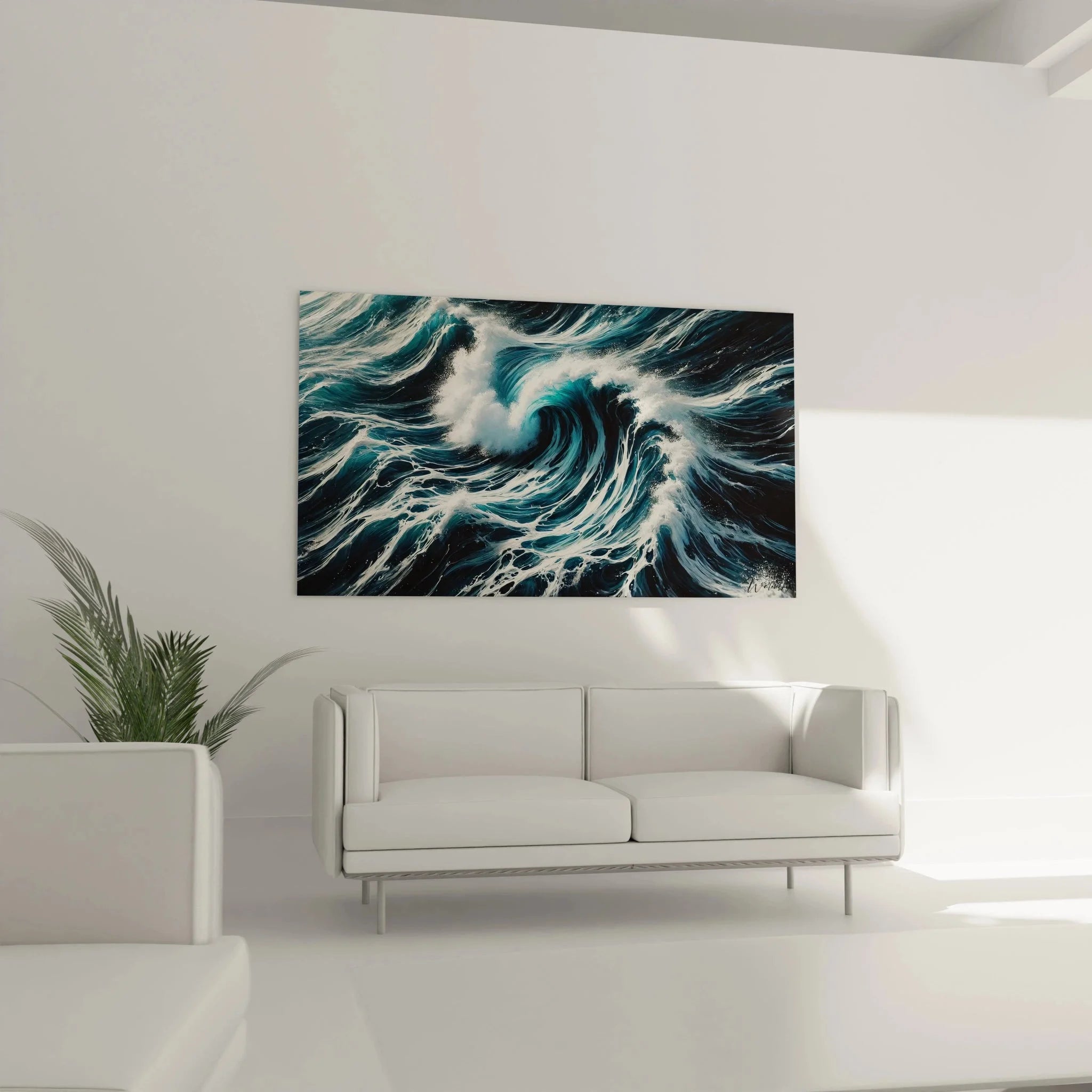 Detailansicht Wasserstrudel Wandbild mit realistischer Wassertextur und Schaumkronen